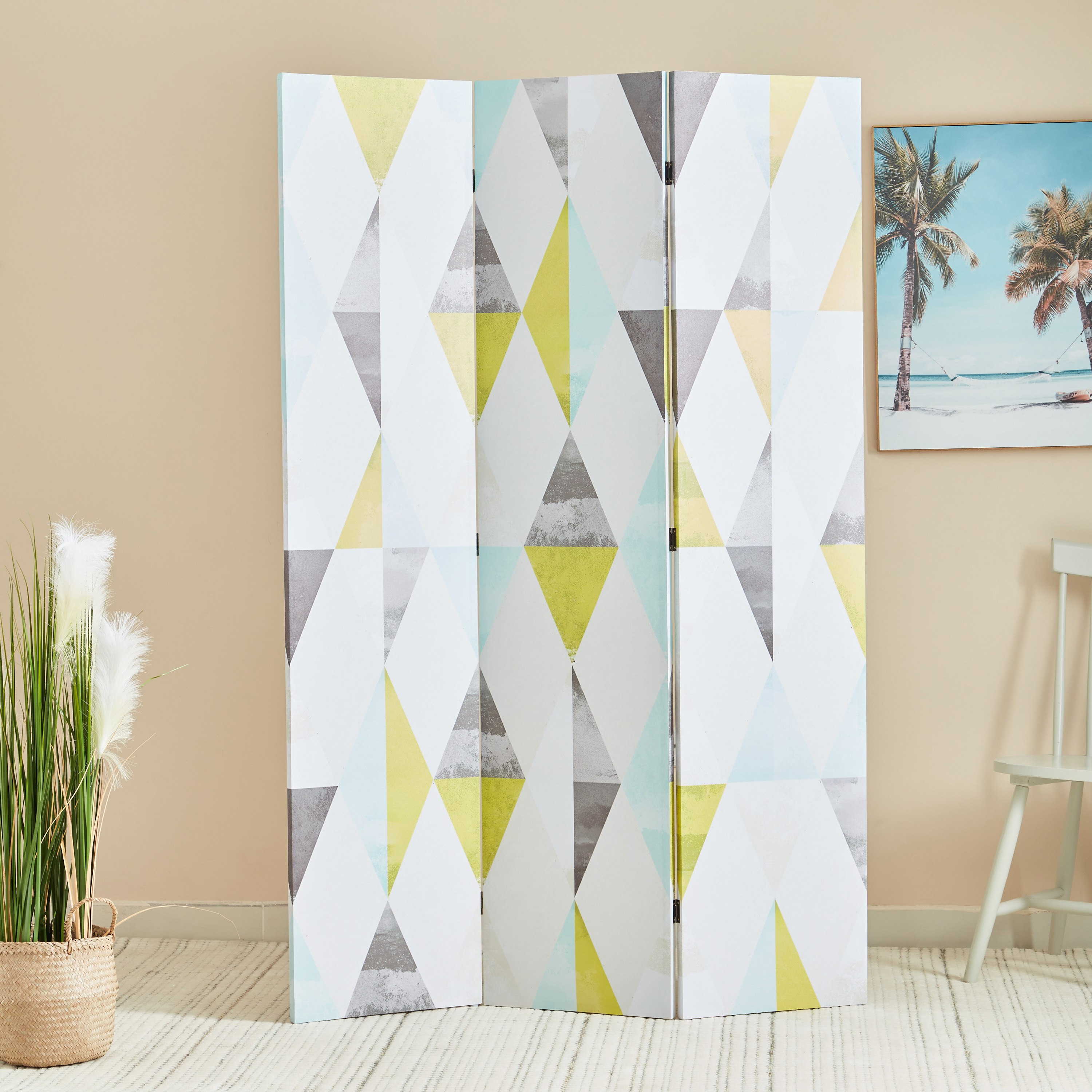 Petra Diamond Pattern Print 3-Panel Foldable Screen - 120x3x180 cm-PROMO_HB_AE_B1G1_250925-image-1