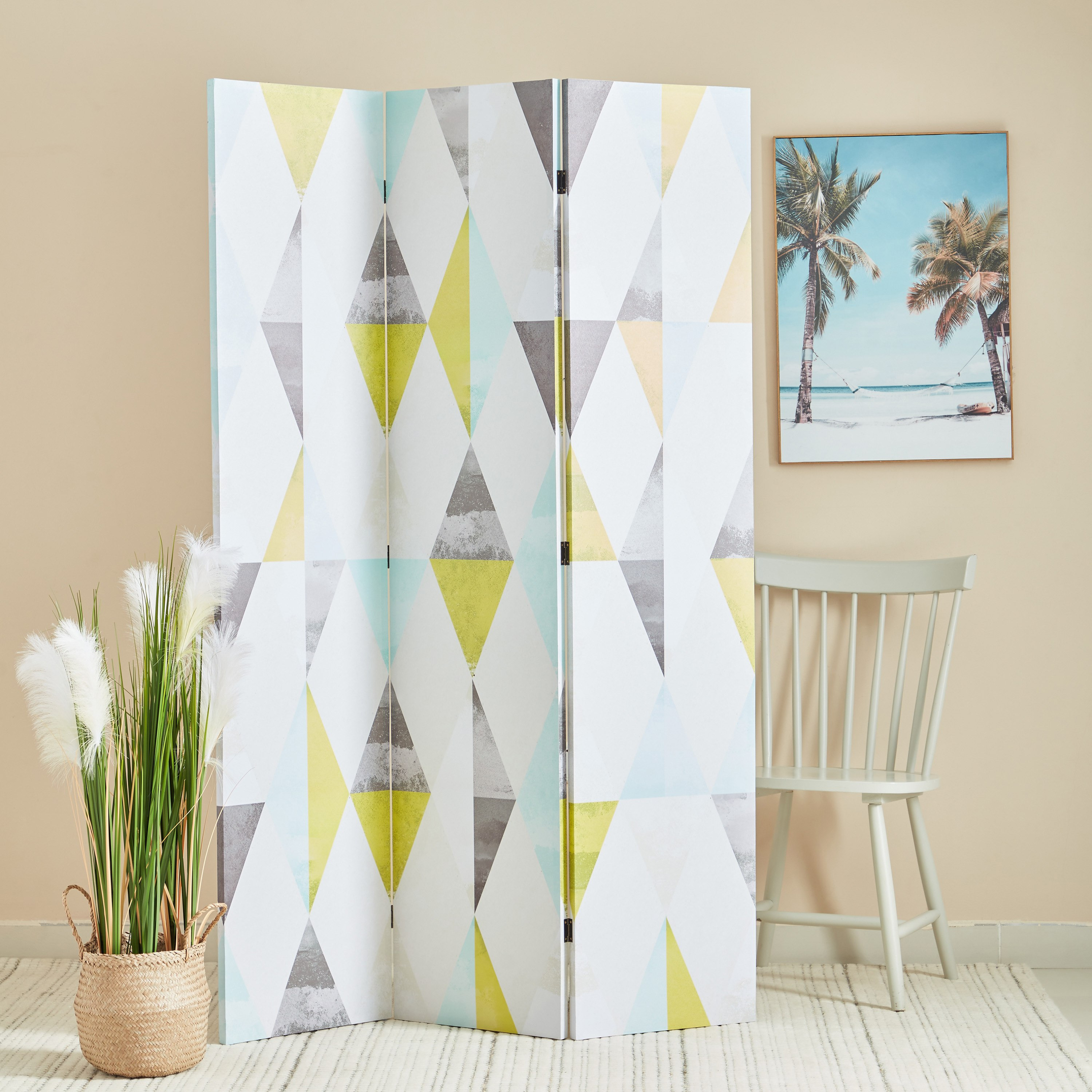 Petra Diamond Pattern Print 3-Panel Foldable Screen - 120x3x180 cm-PROMO_HB_AE_B1G1_250925-image-5