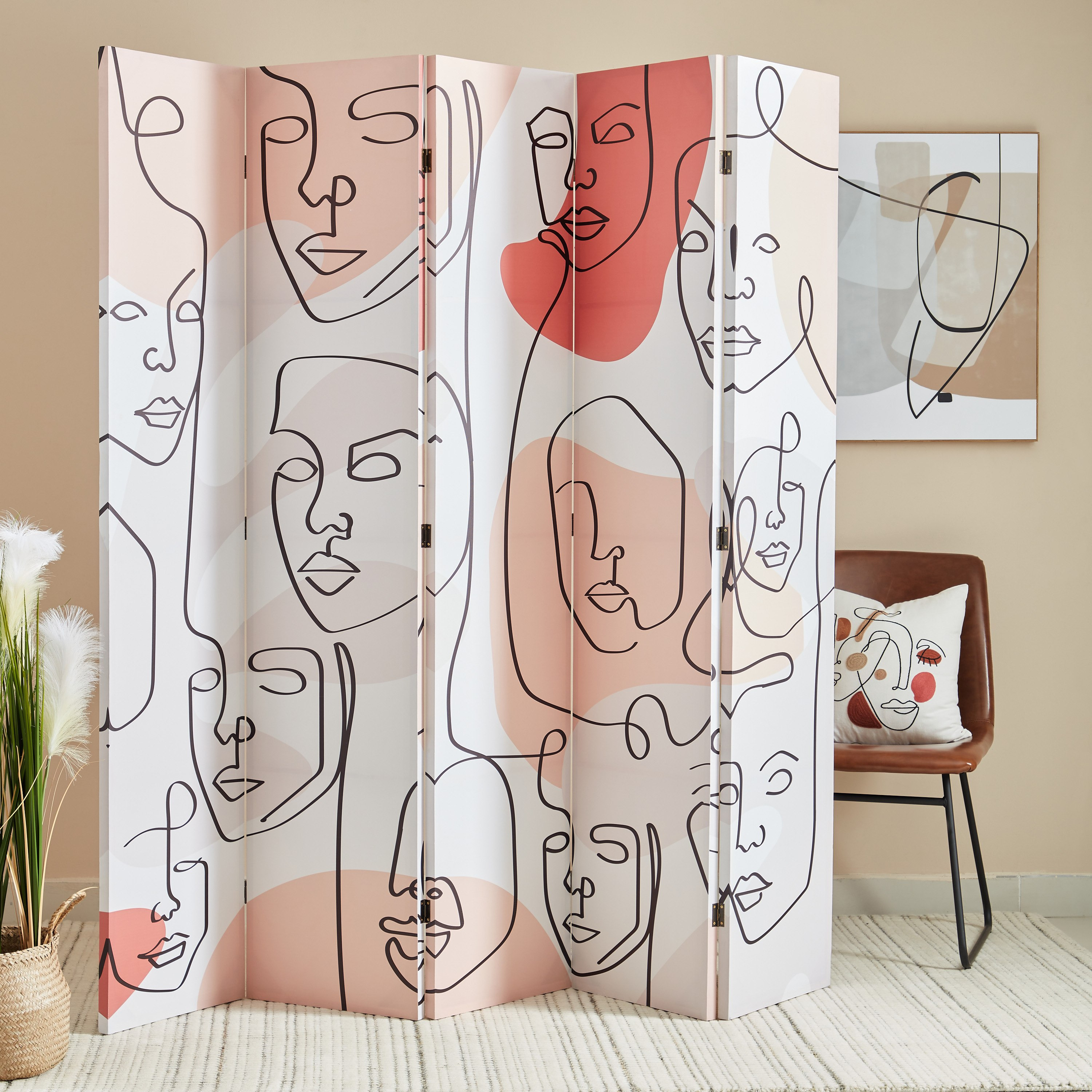 شاشة قابلة للطي 5 ألواح بطبعات وجه من بترا - 120 × 3 × 180 سم-PROMO_HB_AE_B1G1_250925-image-1