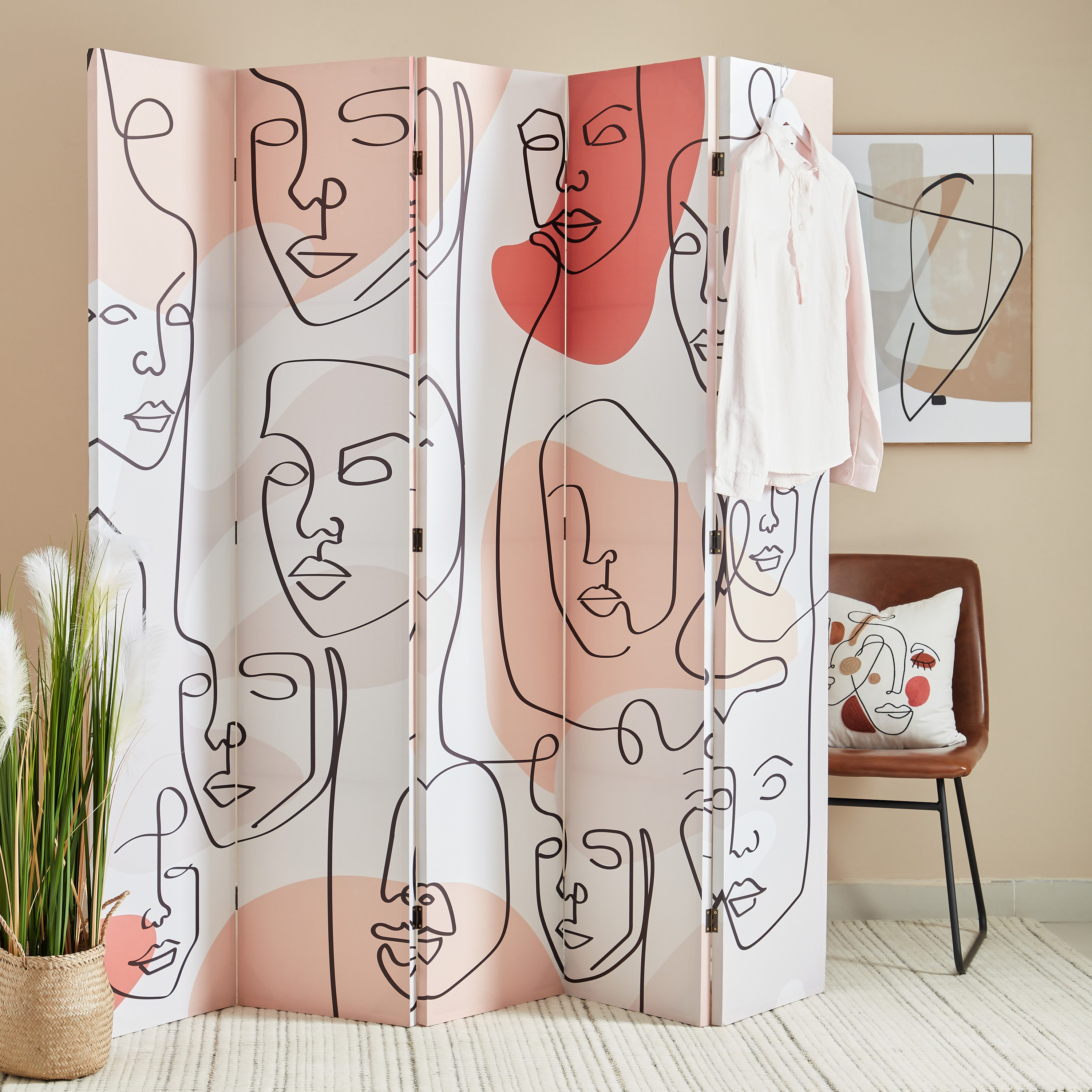 شاشة قابلة للطي 5 ألواح بطبعات وجه من بترا - 120 × 3 × 180 سم-PROMO_HB_AE_B1G1_250925-image-5