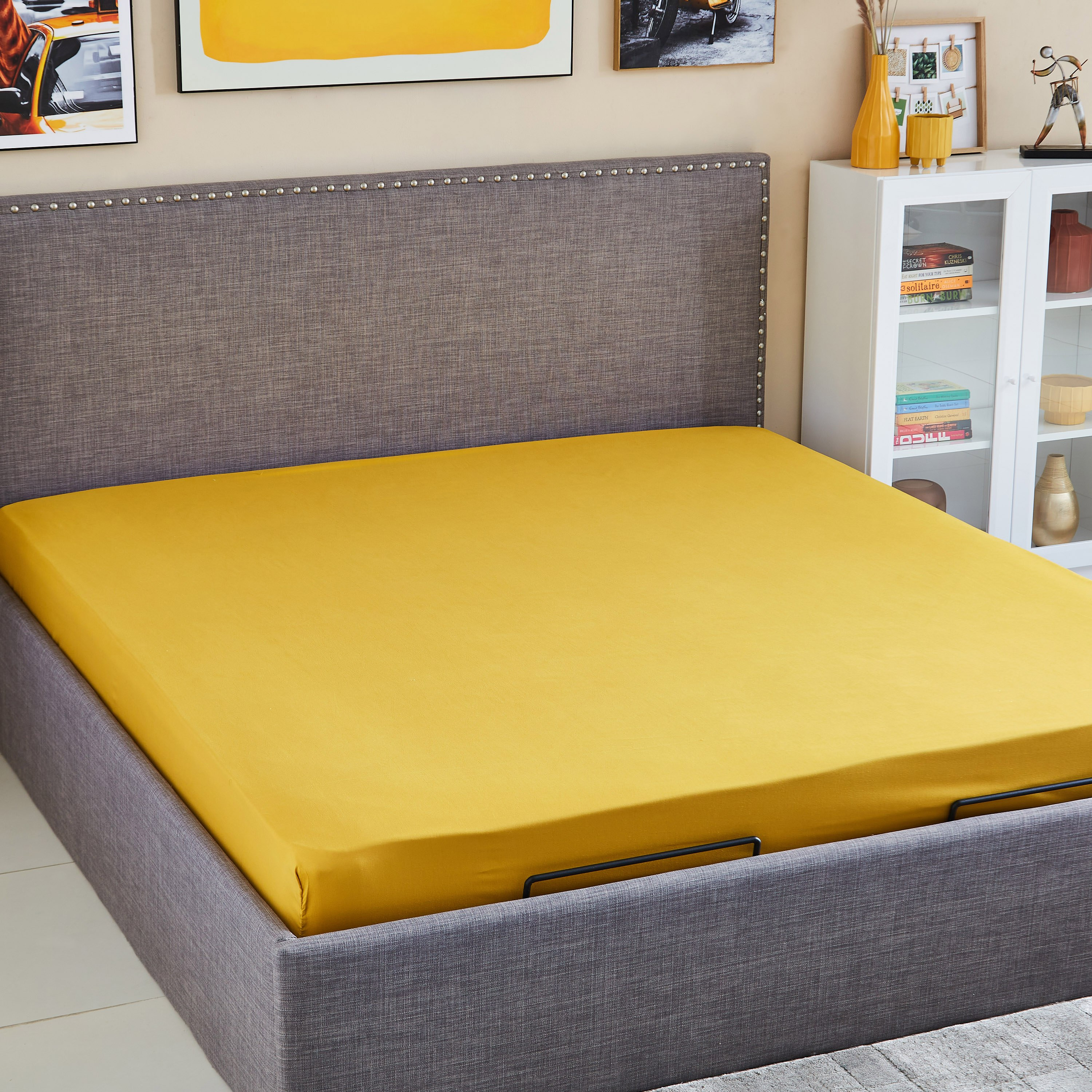 شرشف مطاطي كينج سادة من الألياف الدقيقة من ديربي - 180x200+25 سم-hbxhomeware-hbxbedroom-image-1