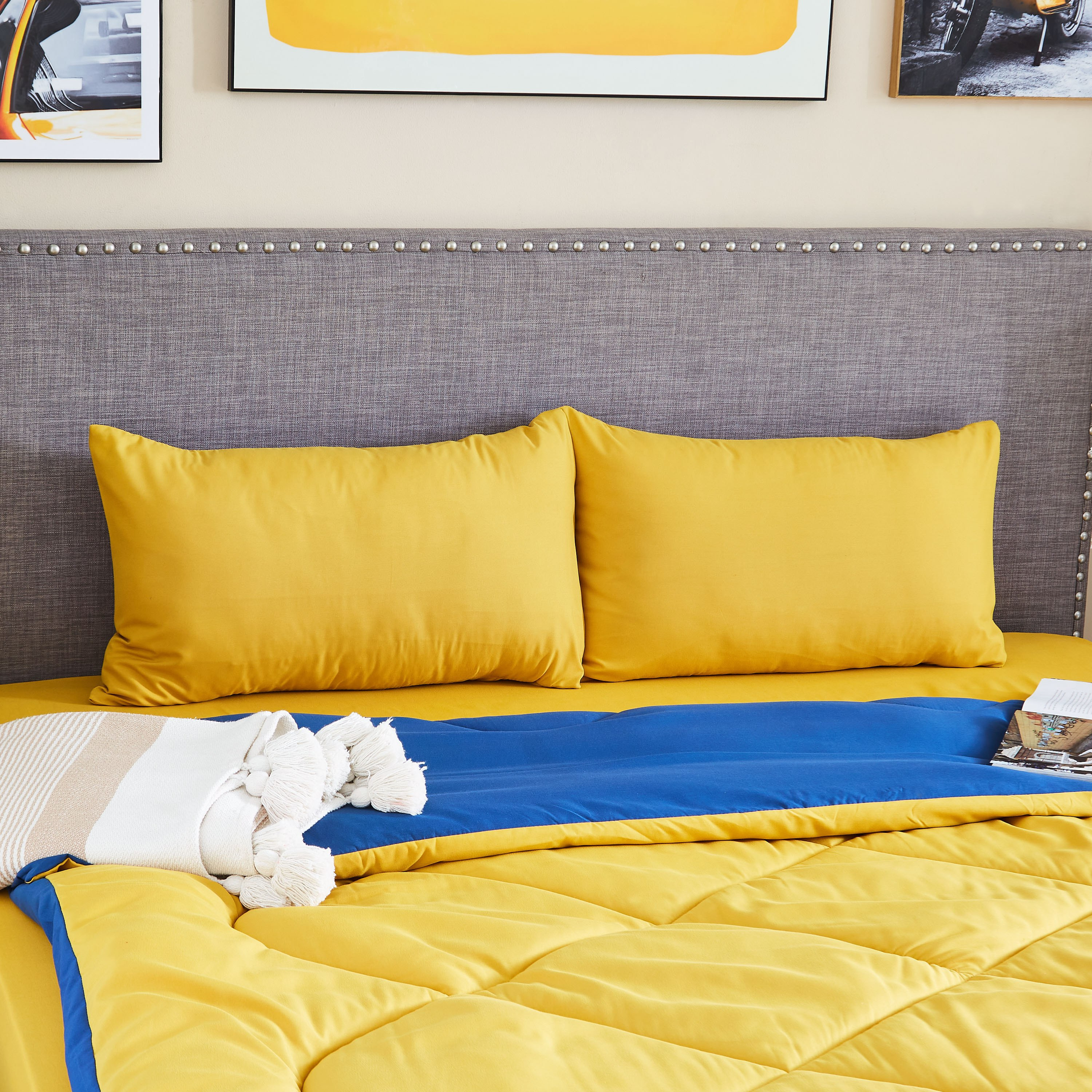 طقم غطاء وسادة سادة من الألياف الدقيقة قطعتين من ديربي - 45x70 سم-hbxhomeware-hbxbedroom-image-1