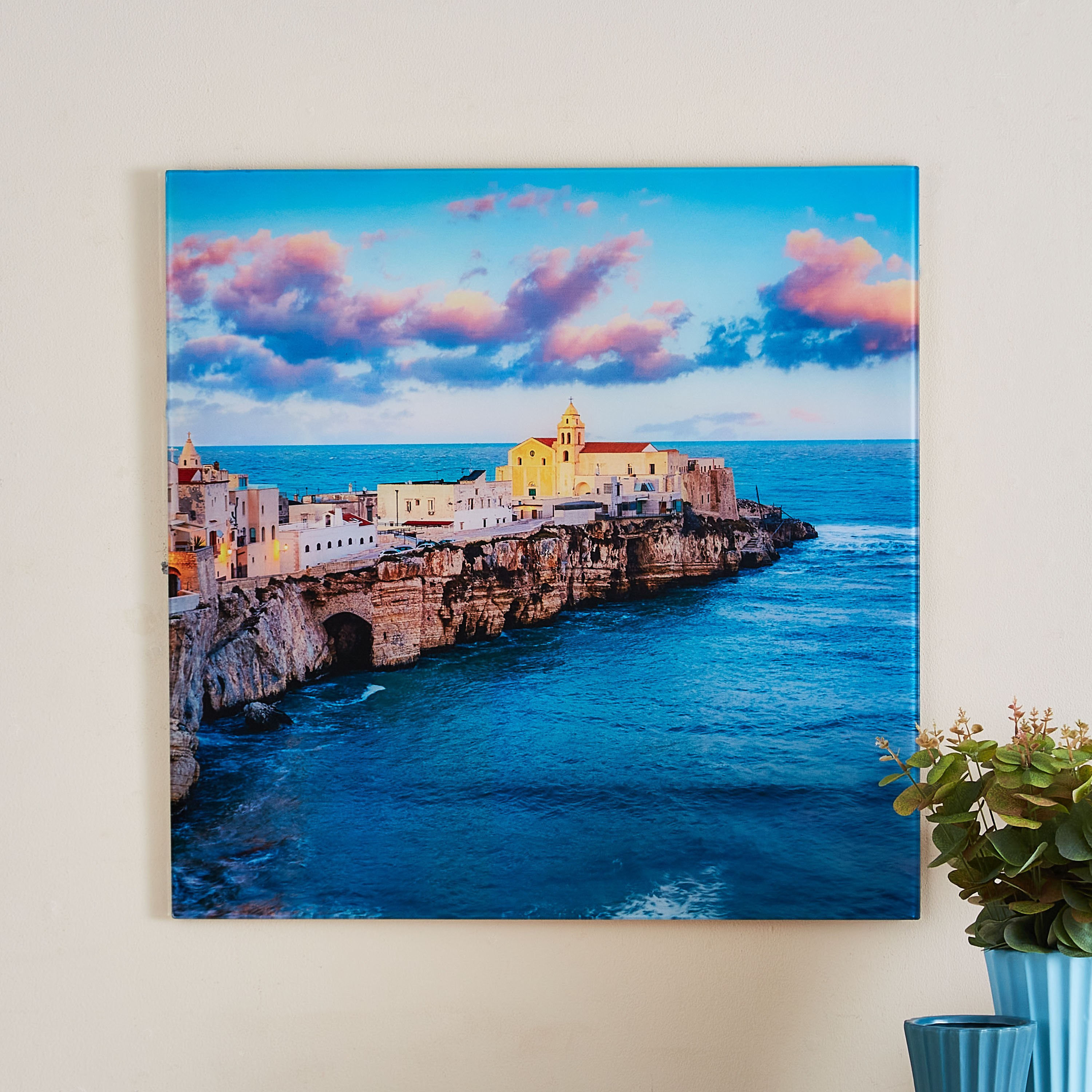 لوحة جدارية من الزجاج المعالج حرارياً لتصميم مدينة بالقرب من بحر من كلود - 60x1x60 سم-PROMO_HB_SA_SETFOR1299_270826-image-1