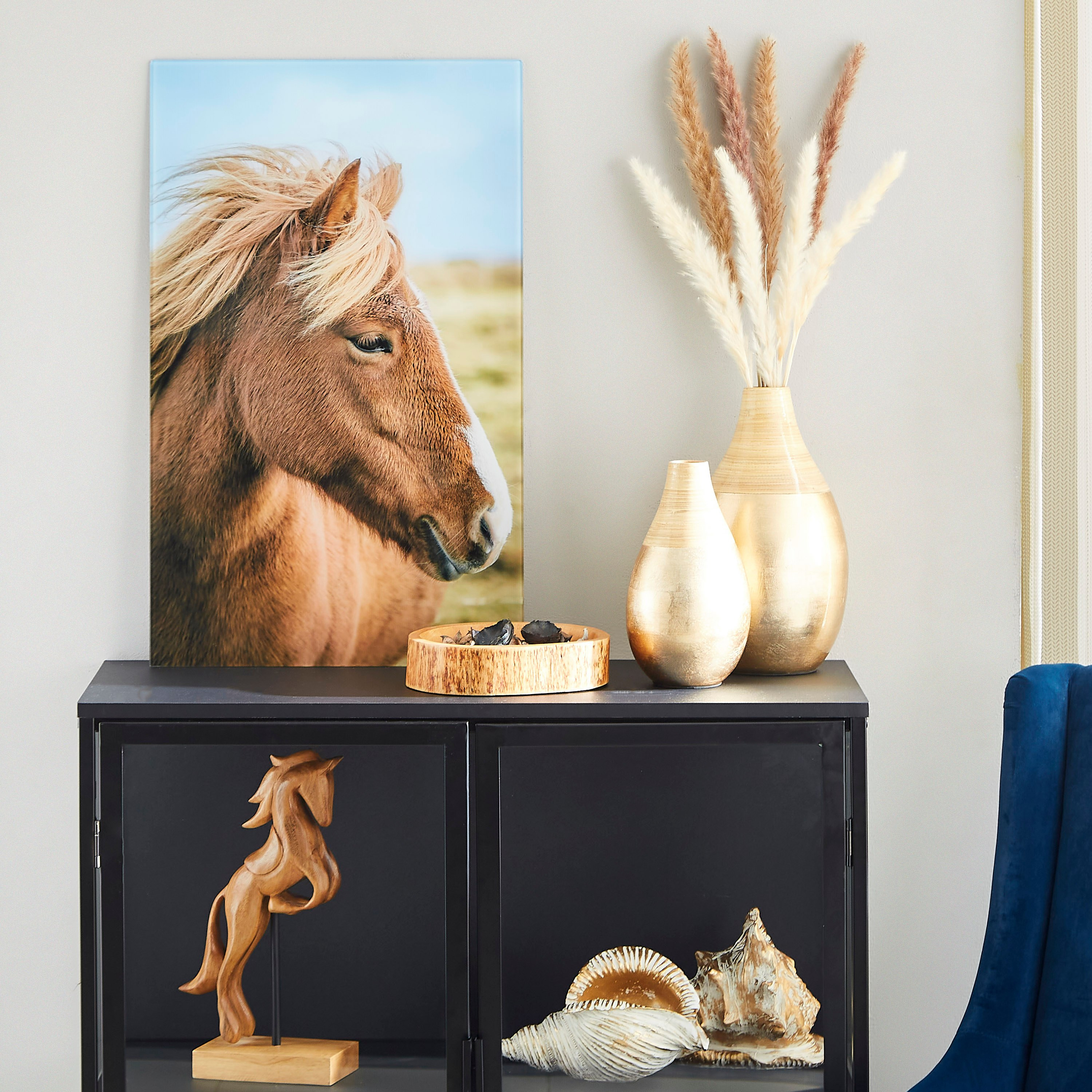 زينة حائط من الزجاج المعالج حراريًا بتصميم وجه فرس من كلود - 40x1x60 سم-hbxhomeware-hbxdecorandfurnishings-image-4