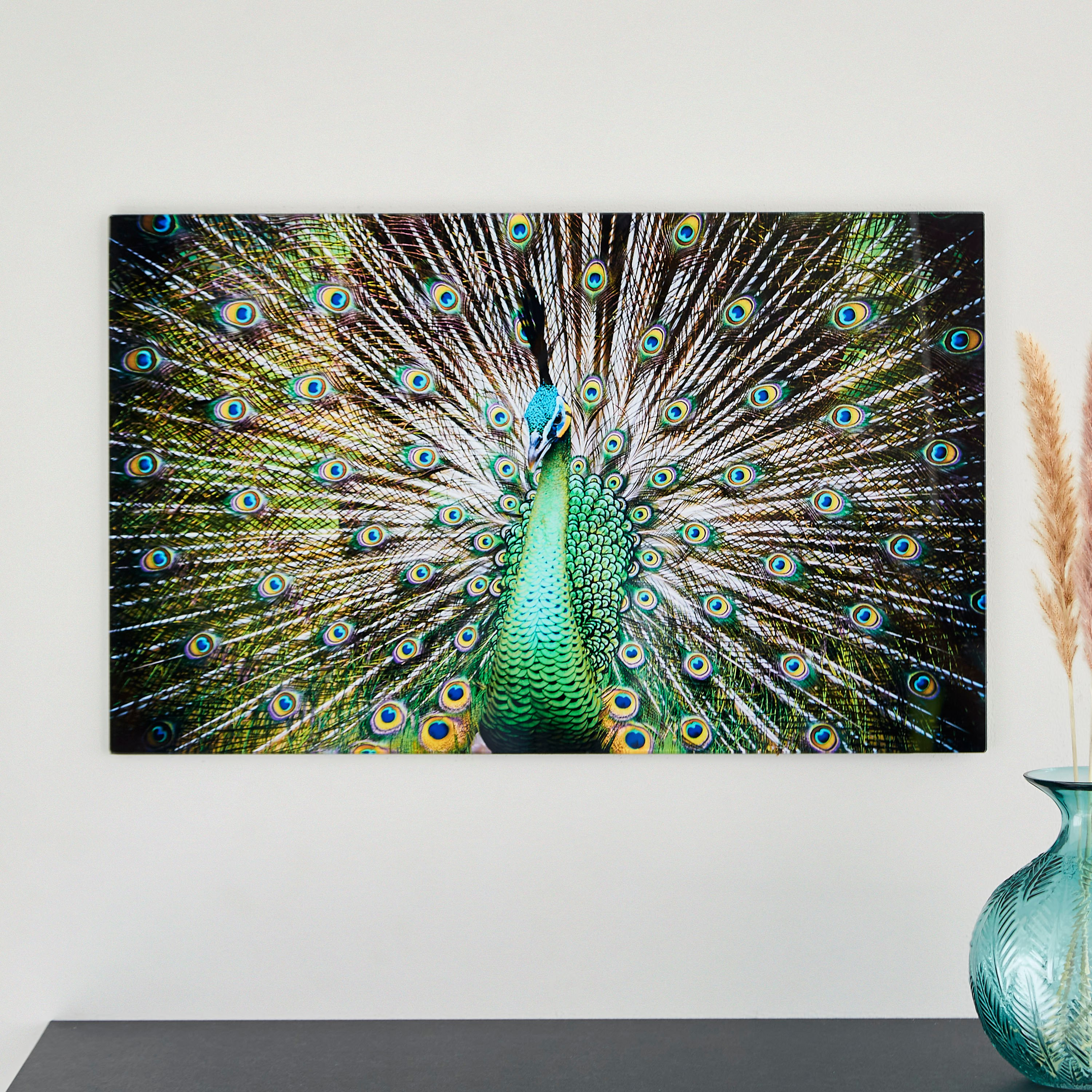 Claude Peacock Tempered Glass Wall Art - 60x1x40 cm-hbxhomeware-hbxdecorandfurnishings-image-1