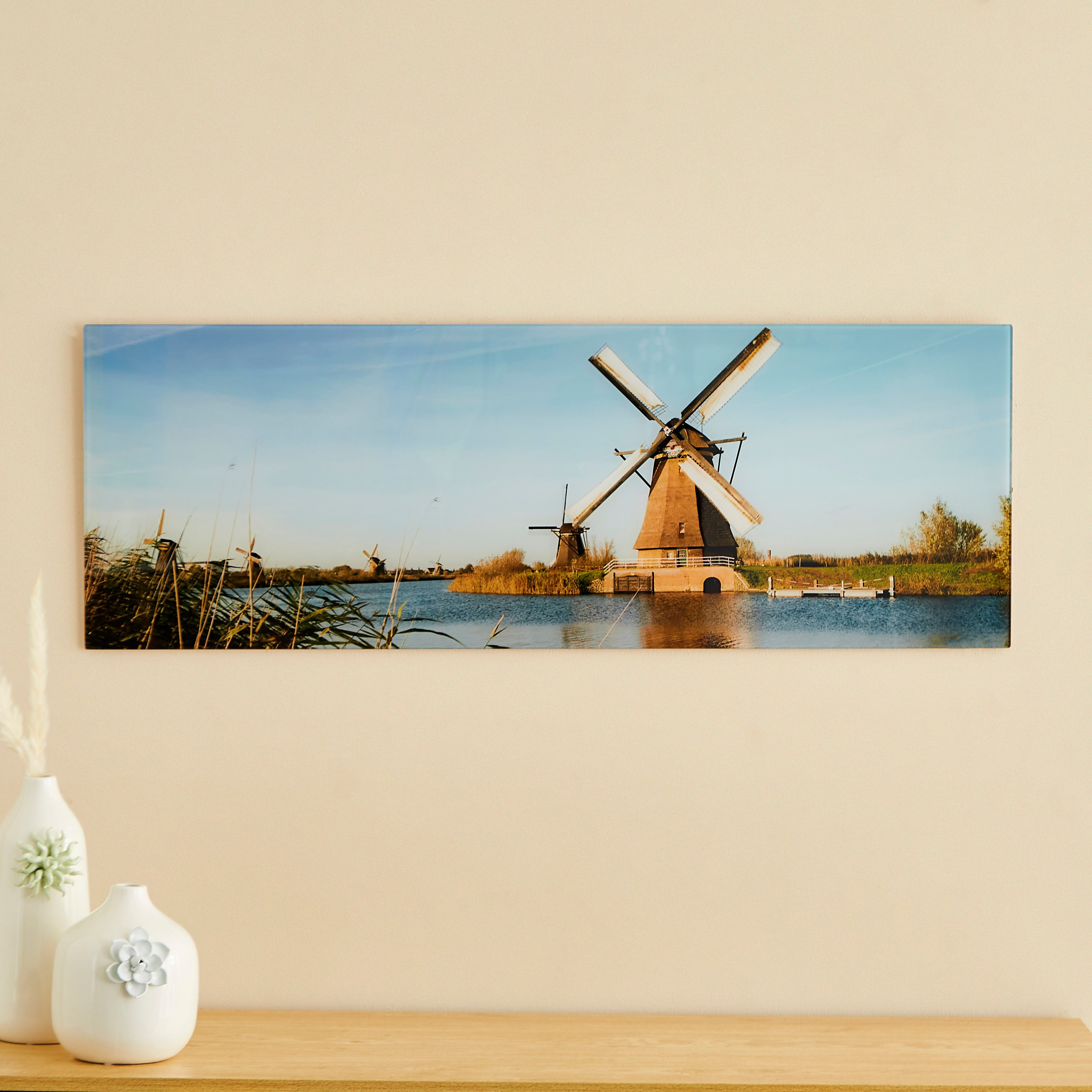 Claude Windmill Tempered Glass Wall Art - 100x1x35 cm-hbxhomeware-hbxdecorandfurnishings-image-1