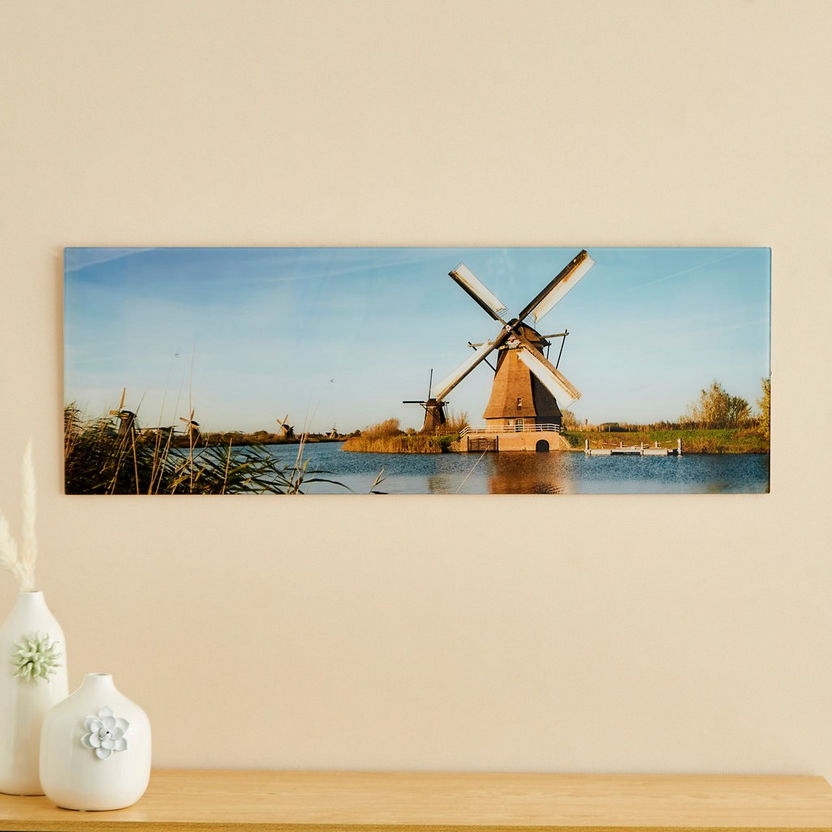 Claude Windmill Tempered Glass Wall Art - 100x1x35 cm-Framed Pictures-image-0