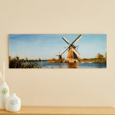 Claude Windmill Tempered Glass Wall Art - 100x1x35 cms