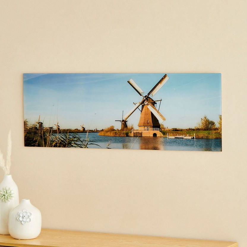 Claude Windmill Tempered Glass Wall Art - 100x1x35 cm-Framed Pictures-image-1