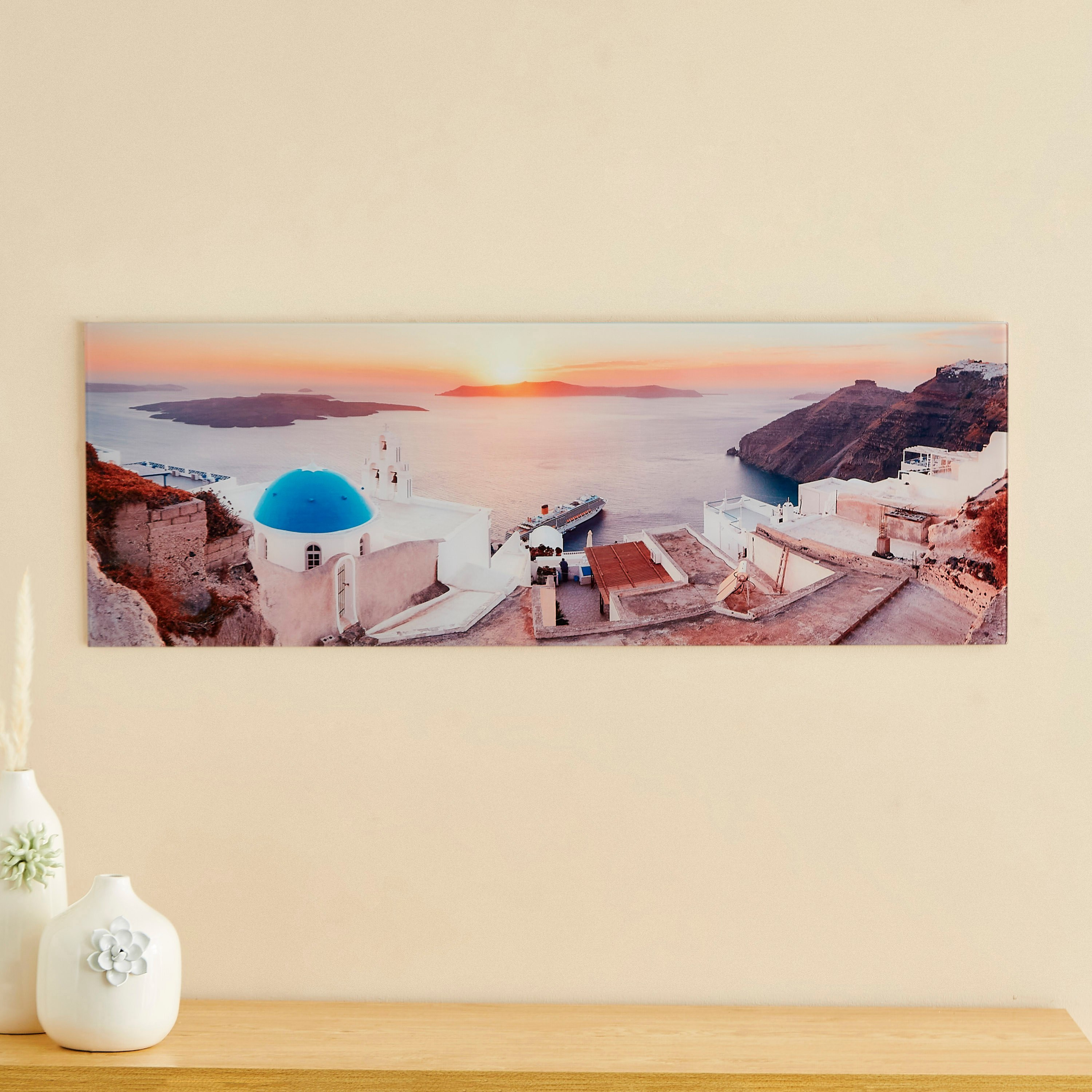 زينة حائط من الزجاج المعالج حراريًا سانتوريني من كلود - 100x1x35 سم-hbxhomeware-hbxdecorandfurnishings-image-1
