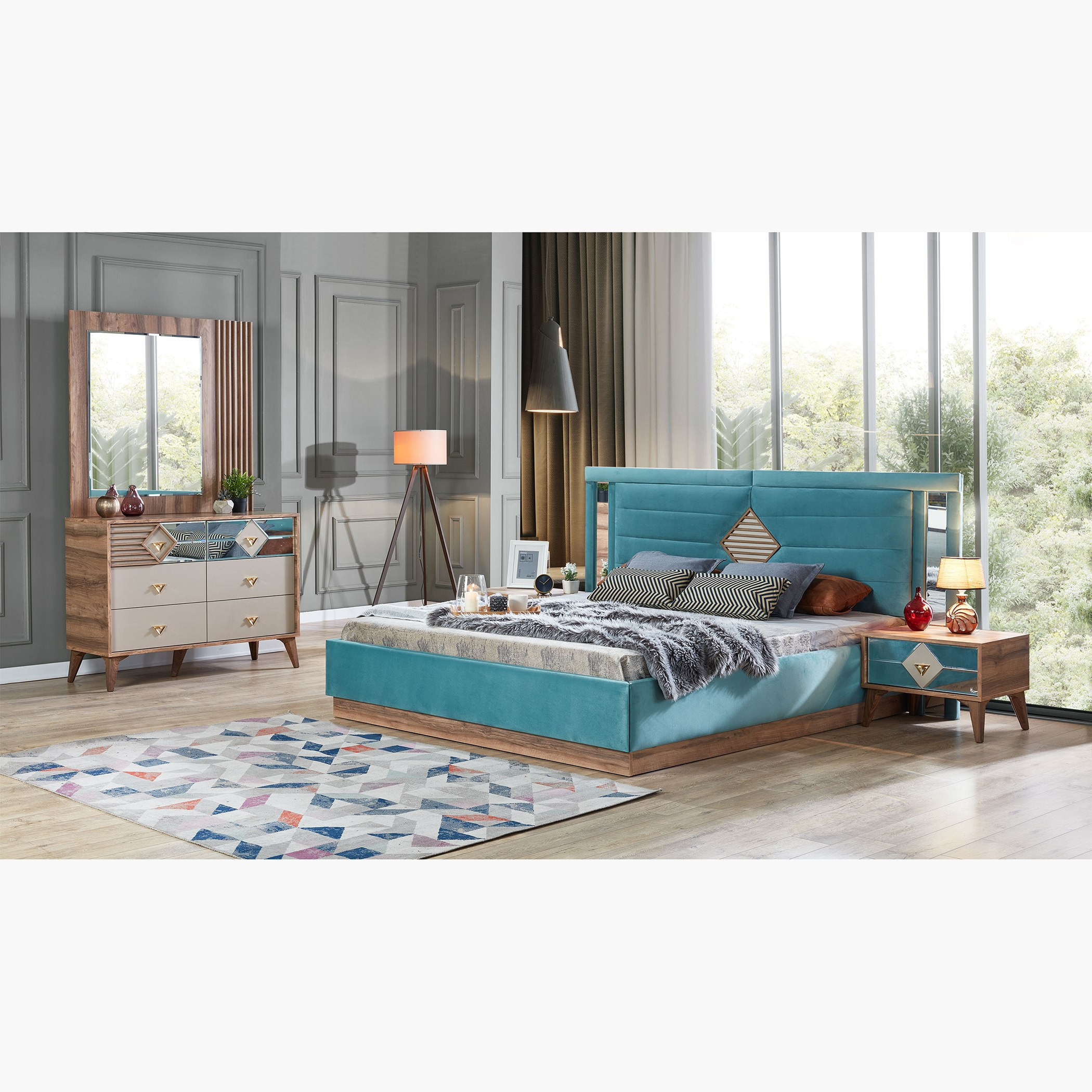 طقم غرفة نوم كينج 5 قطع من إفرست - 180x200 سم-hbxbedroom-bedsandbedsets-bedroomsets-king-image-1