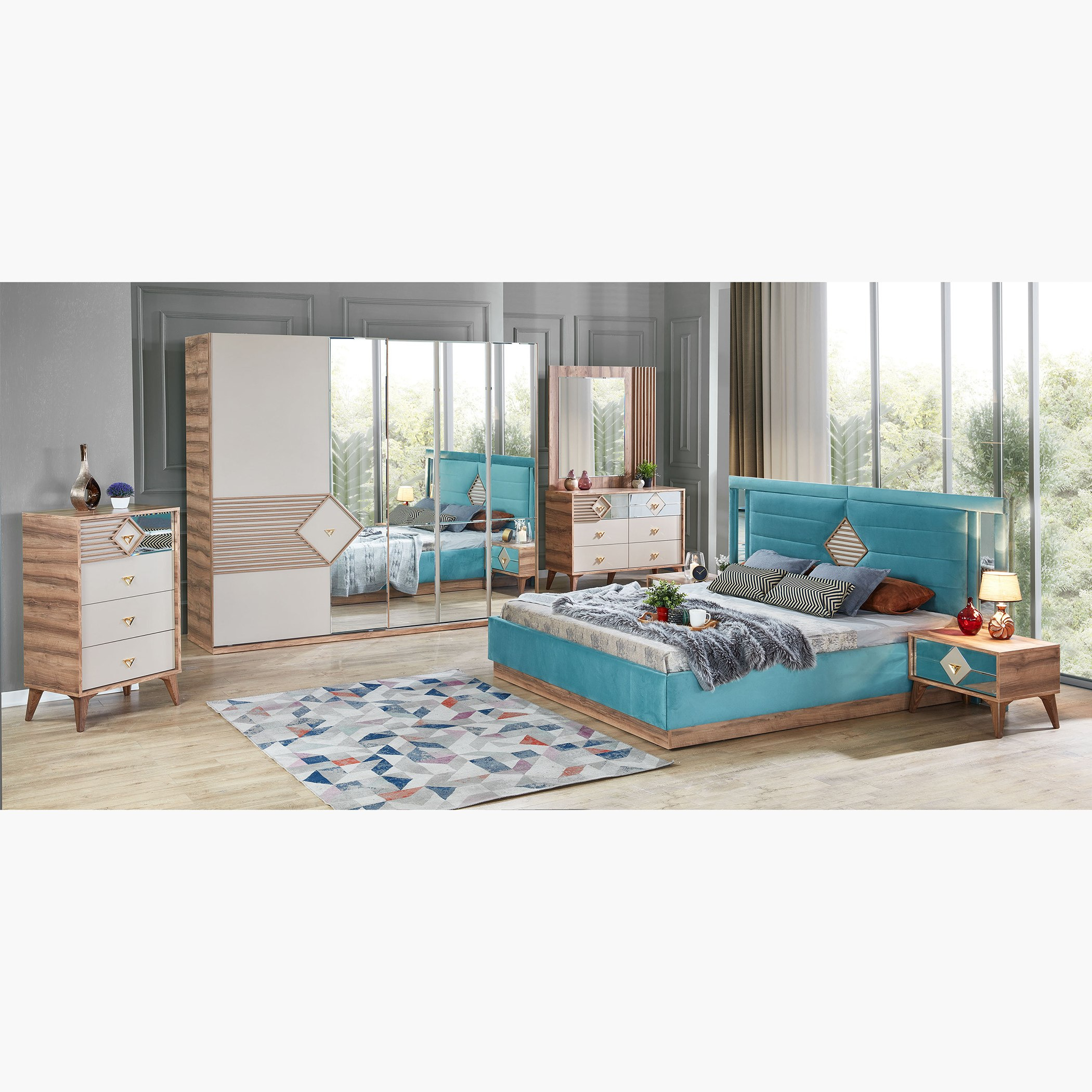 طقم غرفة نوم كينج 5 قطع من إفرست - 180x200 سم-hbxbedroom-bedsandbedsets-bedroomsets-king-image-19