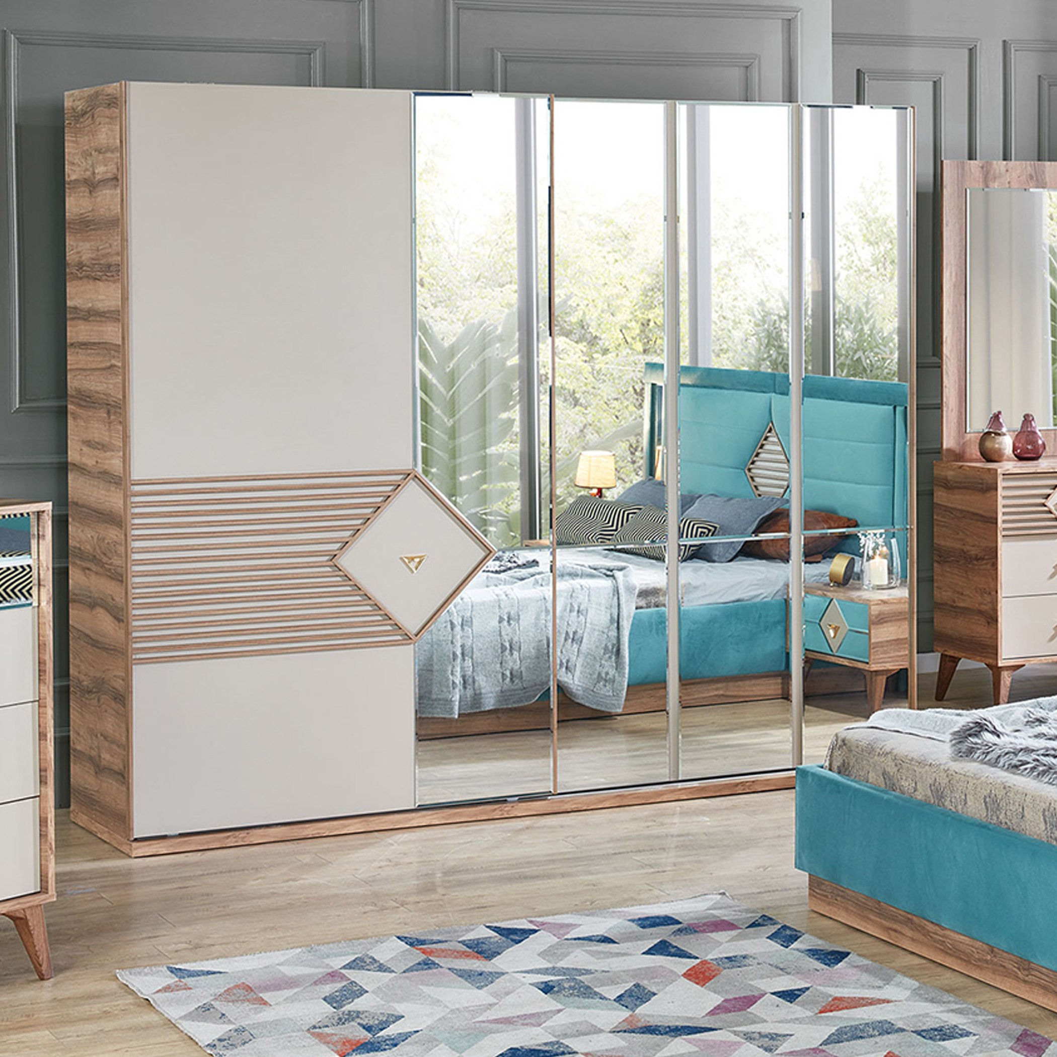 خزانة ملابس بباب انزلاقي ومرآة من إيفريست-hbxfurniture-wardrobes-image-1