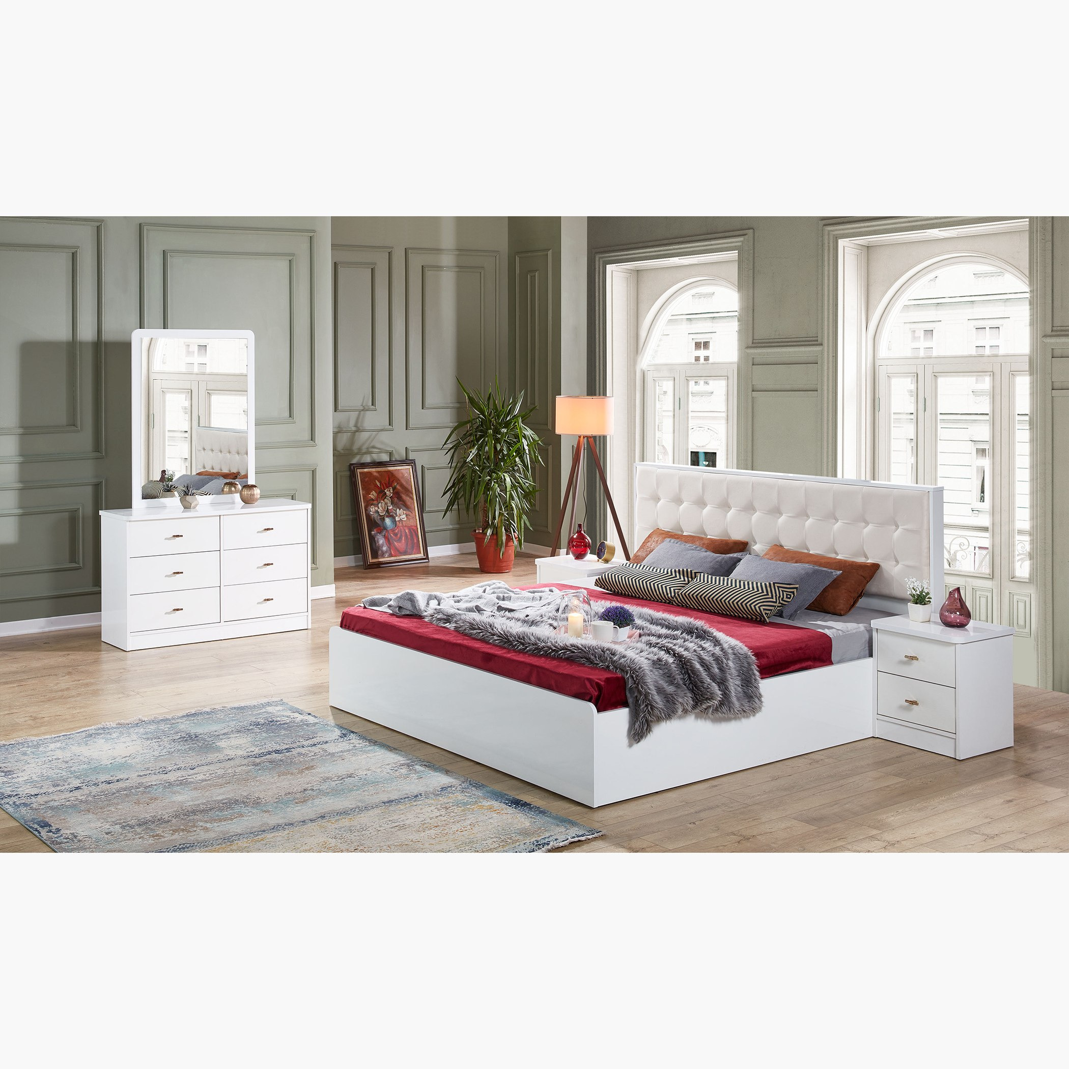 طقم غرفة نوم كينج 5 قطع من هارلي - 180x200 سم-hbxbedroom-bedsandbedsets-bedroomsets-king-image-1