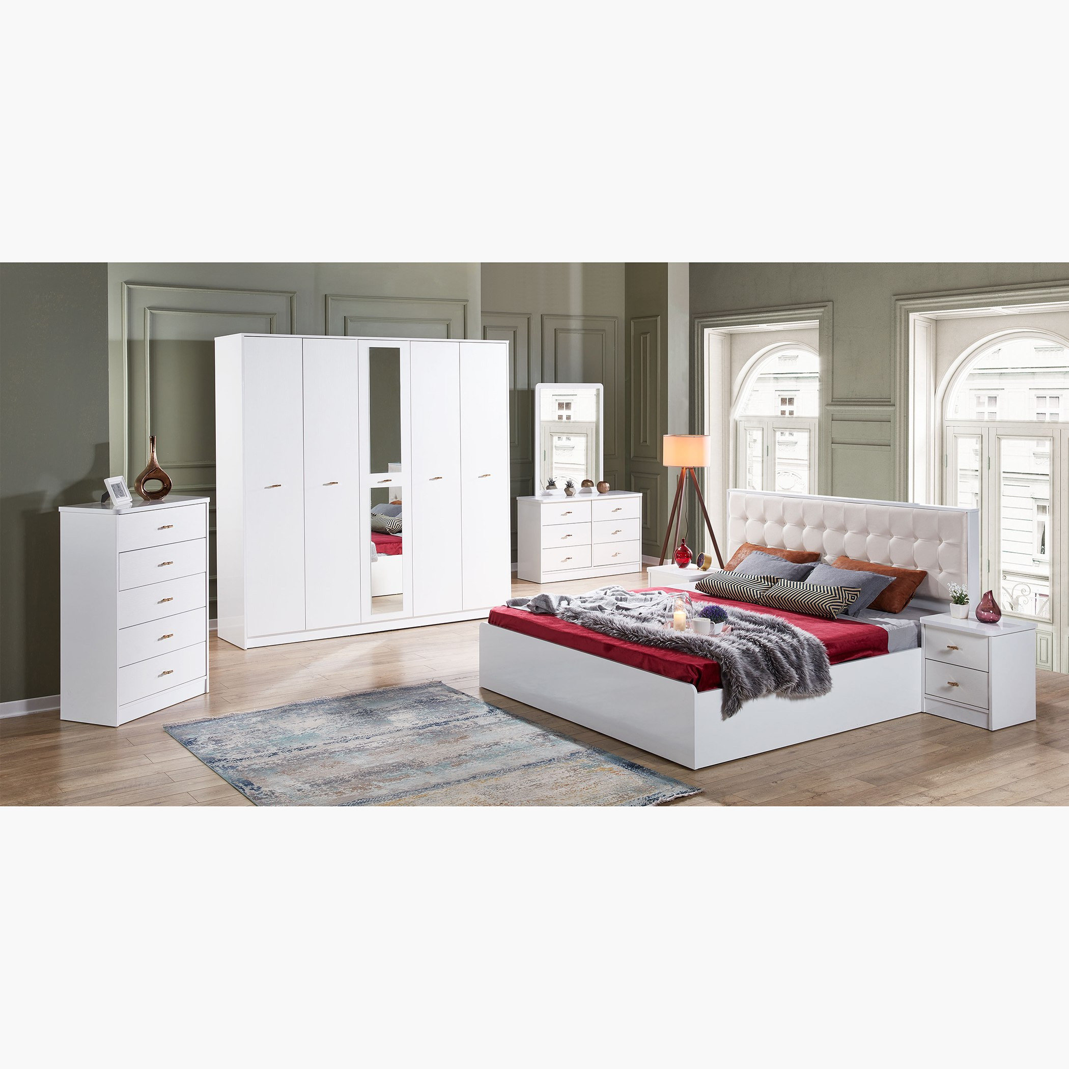 طقم غرفة نوم كينج 5 قطع من هارلي - 180x200 سم-hbxbedroom-bedsandbedsets-bedroomsets-king-image-16