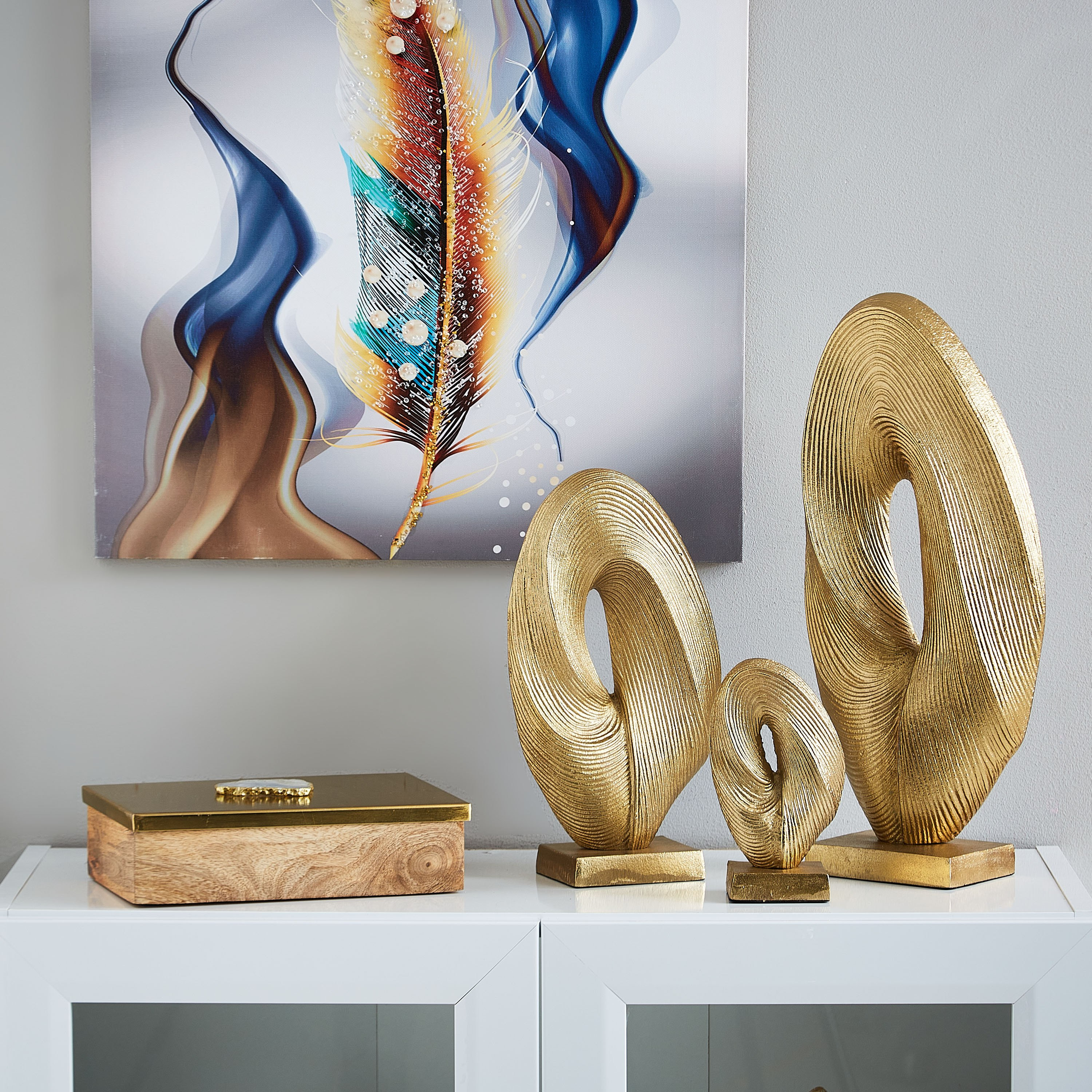 منحوتة معدنيّة طويلة بتصميم حبل من إنارة - 19x9x50 سم-hbxhomeware-homedecor-figurinesandornaments-image-3