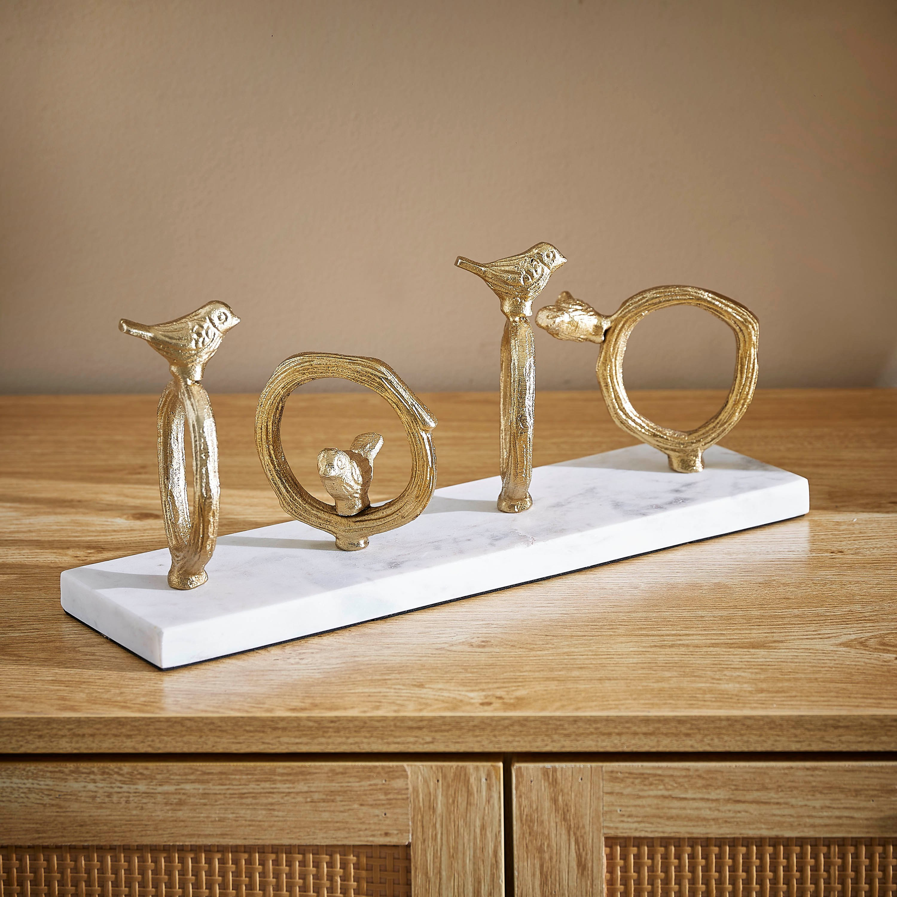 منحوتة معدنيّة بتصميم عصافير فوق دائرة من إنارة - 30x12x12 سم-hbxhomeware-homedecor-figurinesandornaments-image-2
