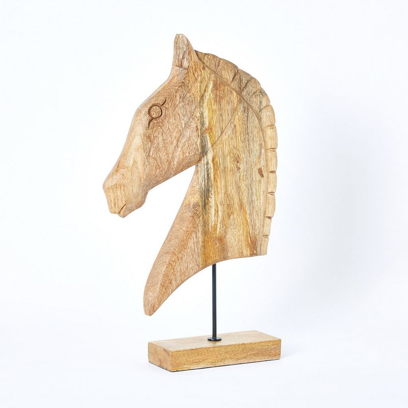 Scout Wooden Horse Bust Figurine - 28x12.5x49 cm-Figurines and Ornaments-image-5