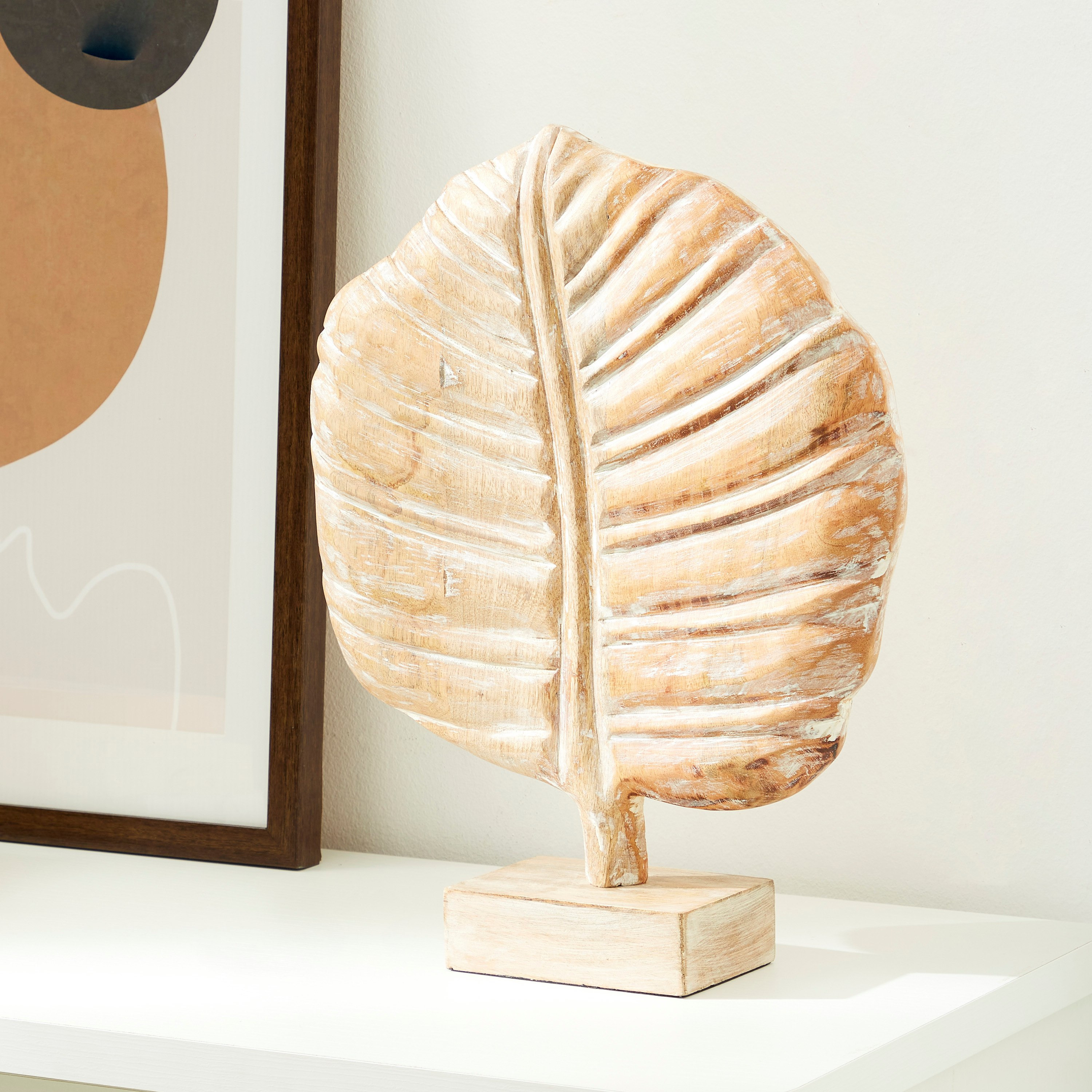 Scout Wood Textured Large Peepal Leaf Accent - 31x11.5x43 cm-hbxhomeware-homedecor-figurinesandornaments-image-1