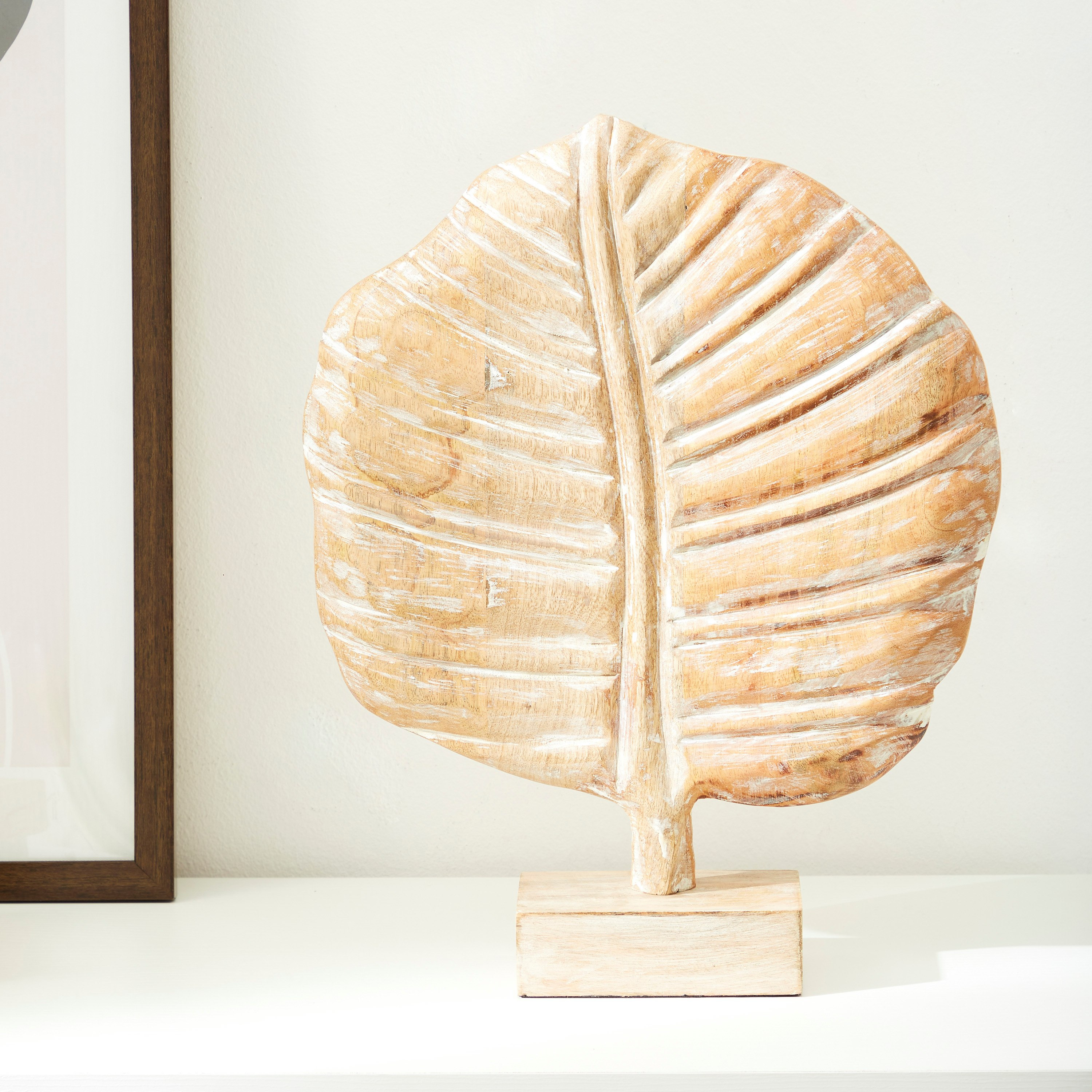 Scout Wood Textured Large Peepal Leaf Accent - 31x11.5x43 cm-hbxhomeware-homedecor-figurinesandornaments-image-2