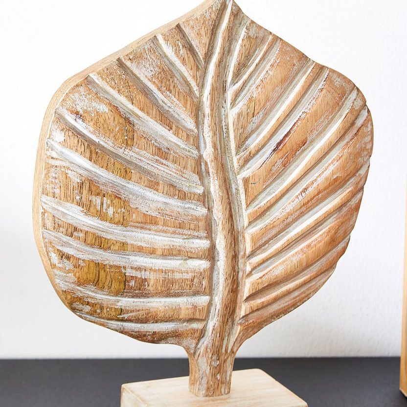 Scout Wood Textured Small Peepal Leaf Accent - 22x9x29 cm-Figurines and Ornaments-image-2
