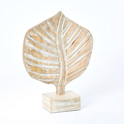 Scout Wood Textured Small Peepal Leaf Accent - 22x9x29 cms