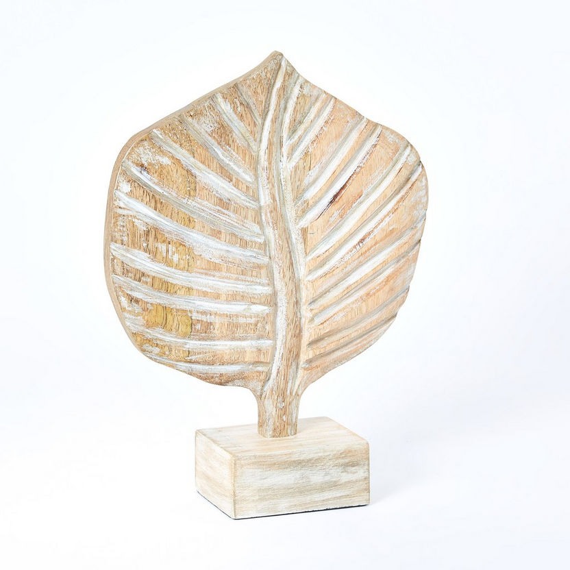 Scout Wood Textured Small Peepal Leaf Accent - 22x9x29 cm-Figurines and Ornaments-image-4