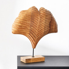 Scout Wood Ginko Leaf Sculpture - 39x9.5x39 cms