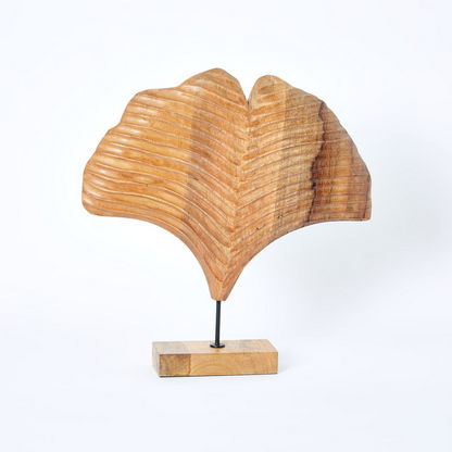 Scout Wood Ginko Leaf Sculpture - 39x9.5x39 cms