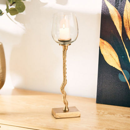 Scout Glass Branch Hurricane Candleholder with Stand- 10x10x38 cms