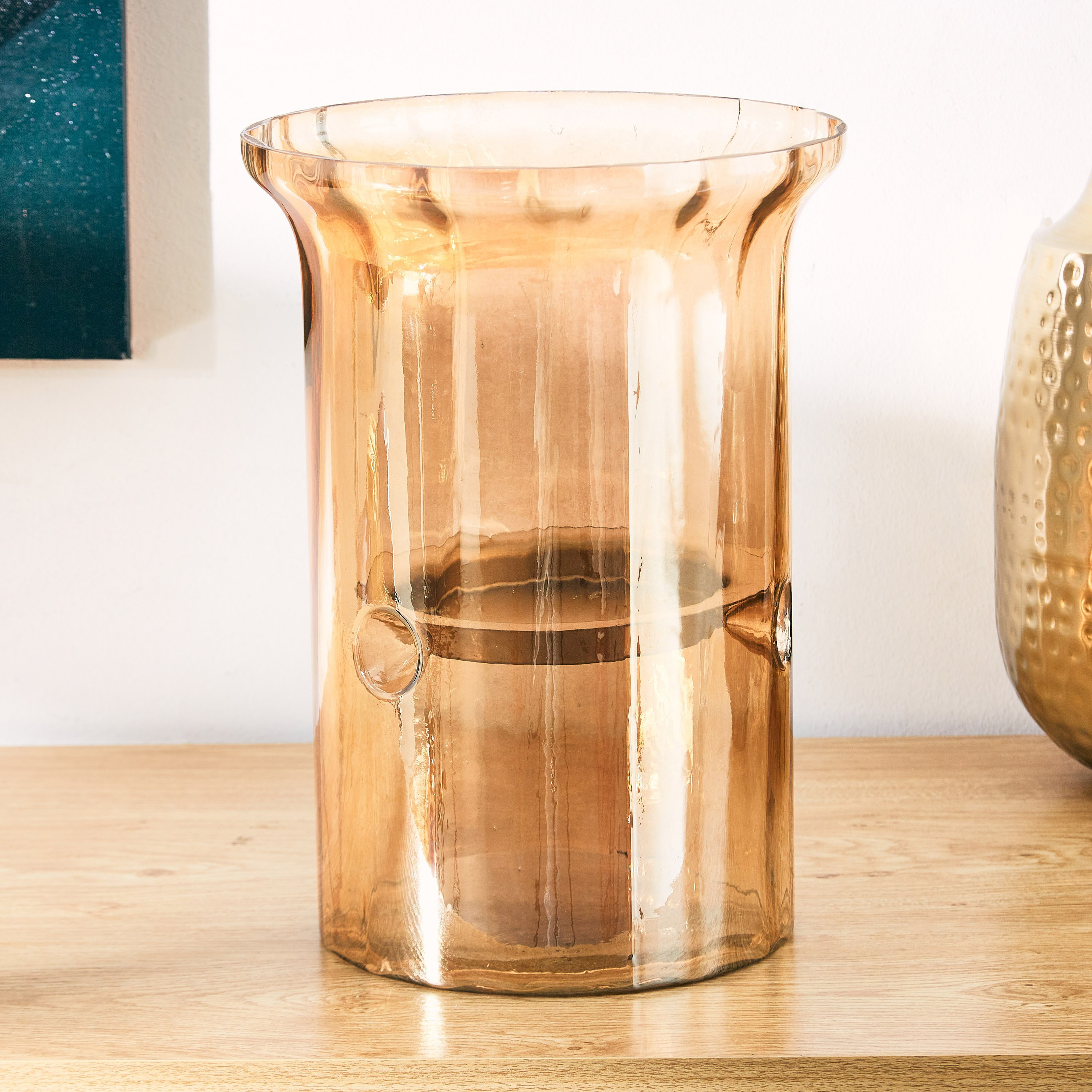 حامل شموع بتصميم فانوس طويل من الزجاج المنقوش من سكاوت - 22x22x30  سم-hbxlivingroom-decorandaccessories-candleholders-image-1