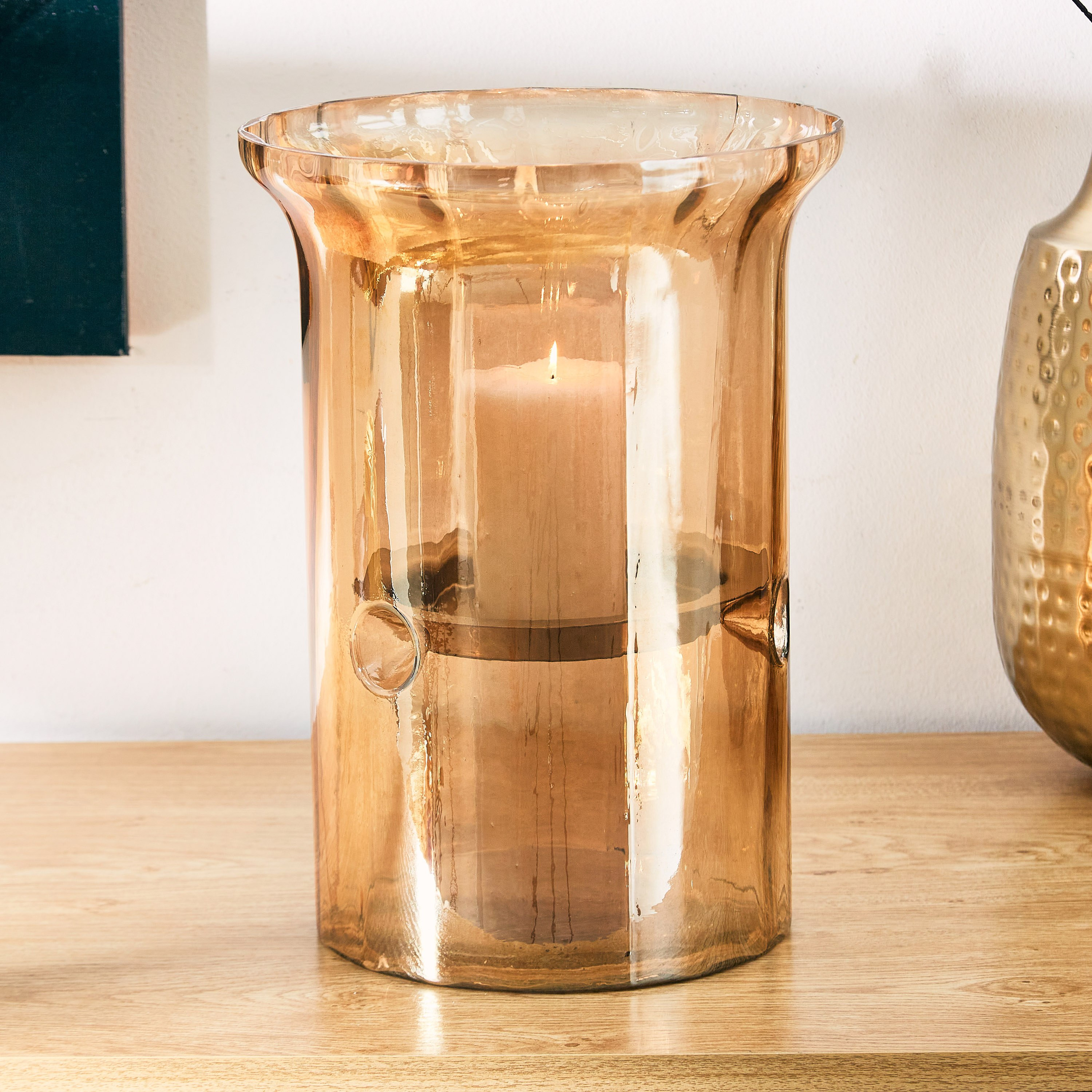 حامل شموع بتصميم فانوس طويل من الزجاج المنقوش من سكاوت - 22x22x30  سم-hbxlivingroom-decorandaccessories-candleholders-image-2