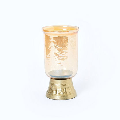 Scout Glass Medallion Hurricane Small Candleholder with Stand - 10x10x20 cms