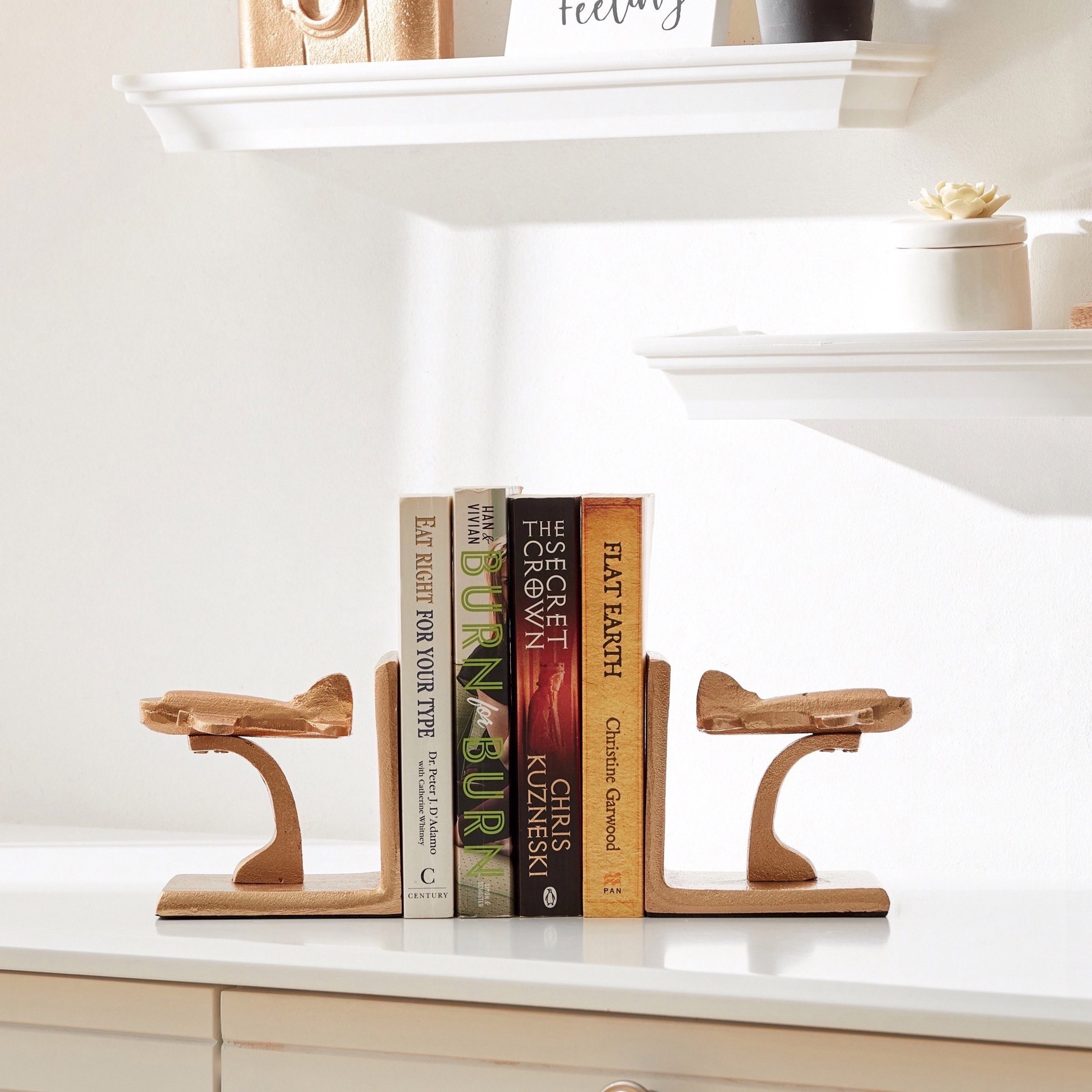 Curio Metal Aeroplane Bookends - 25x13 cm-hbxhomeware-homedecor-figurinesandornaments-image-1