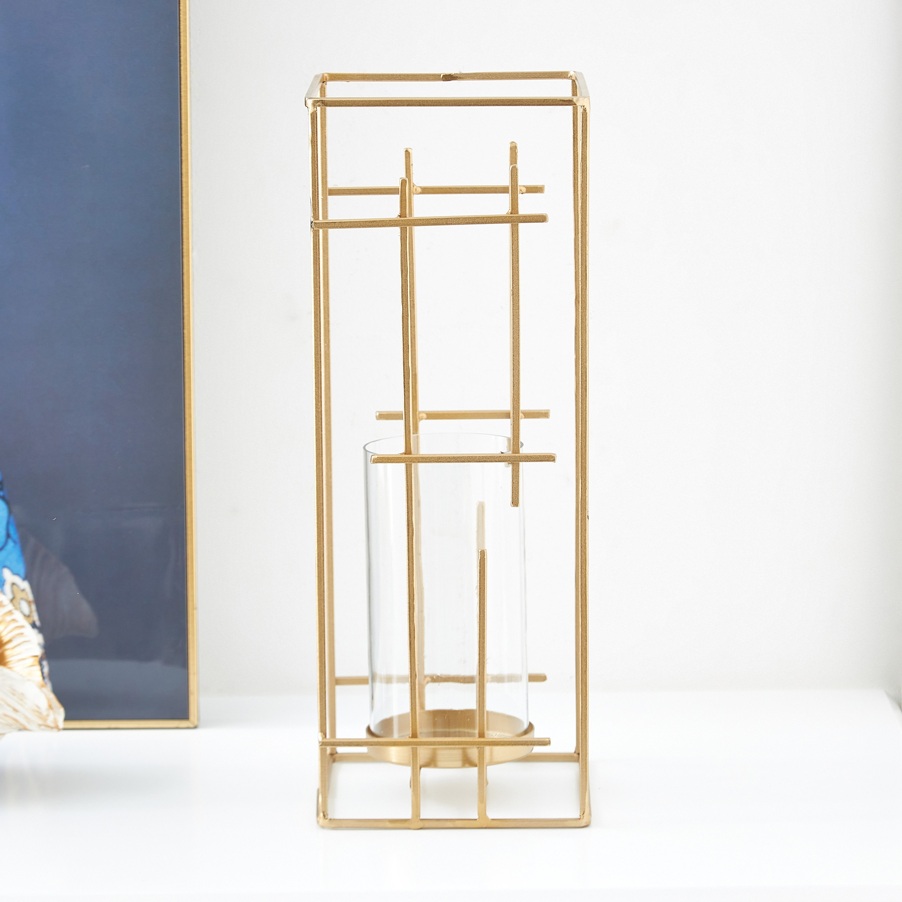حامل شموع معدني من تريفيا - 15x15x40 سم-hbxlivingroom-decorandaccessories-candleholders-image-1