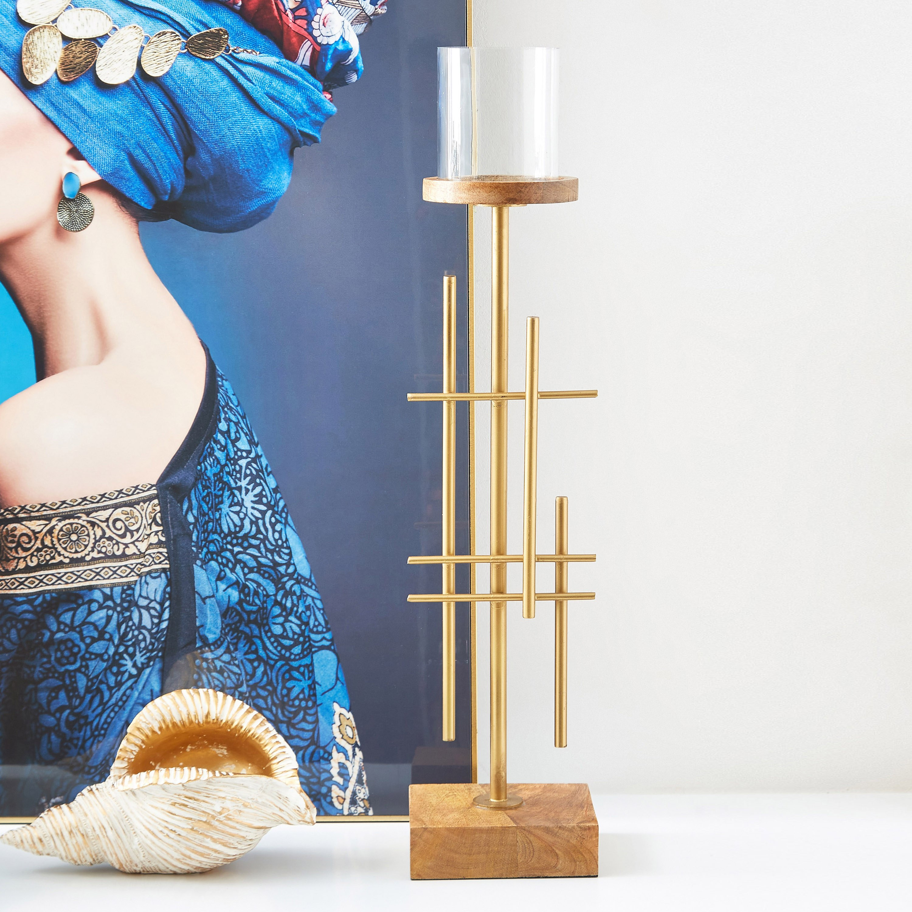 حامل شموع أرضي معدني من مياكي - 14x13x64 سم-hbxlivingroom-decorandaccessories-candleholders-image-1