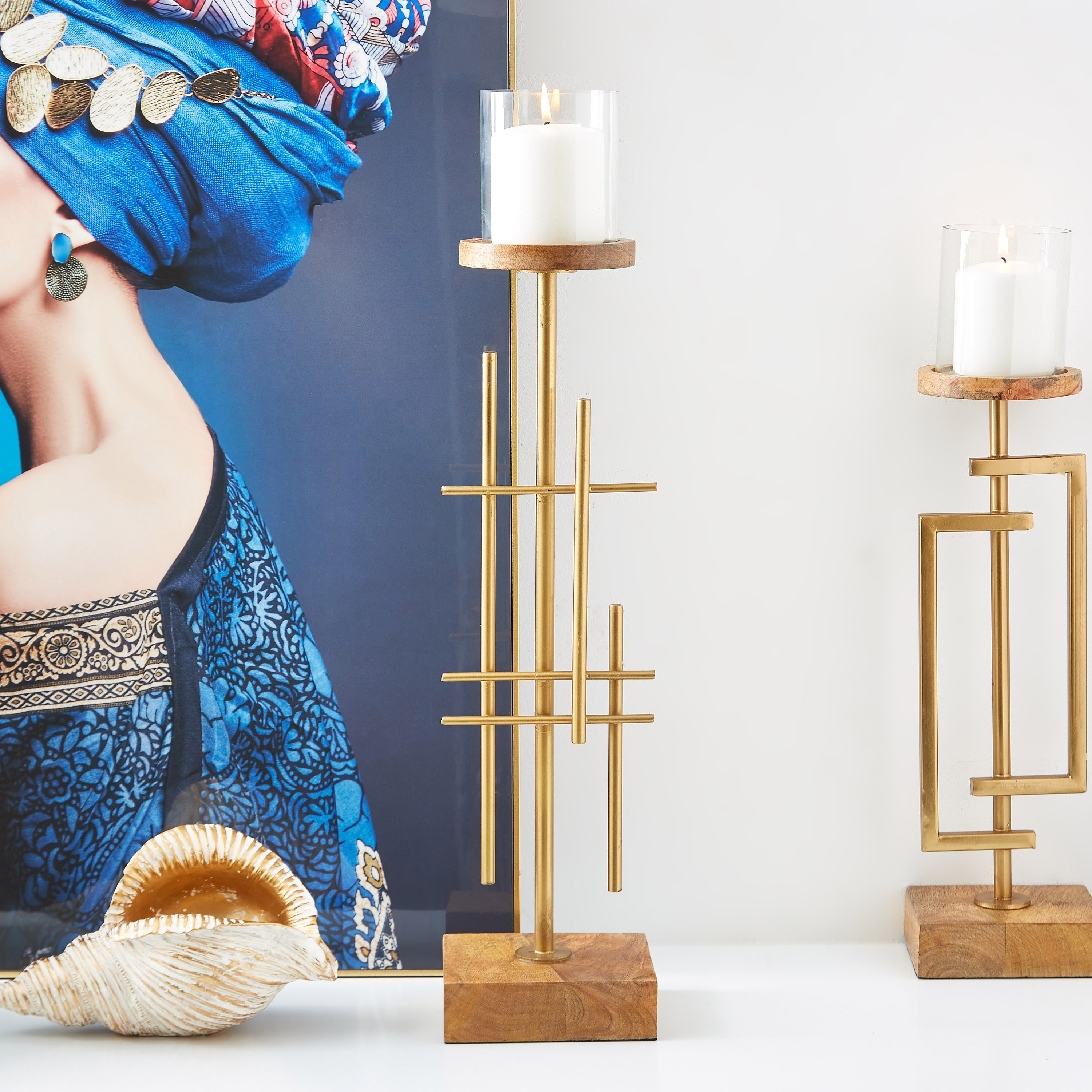 حامل شموع أرضي معدني من مياكي - 14x13x64 سم-hbxlivingroom-decorandaccessories-candleholders-image-2