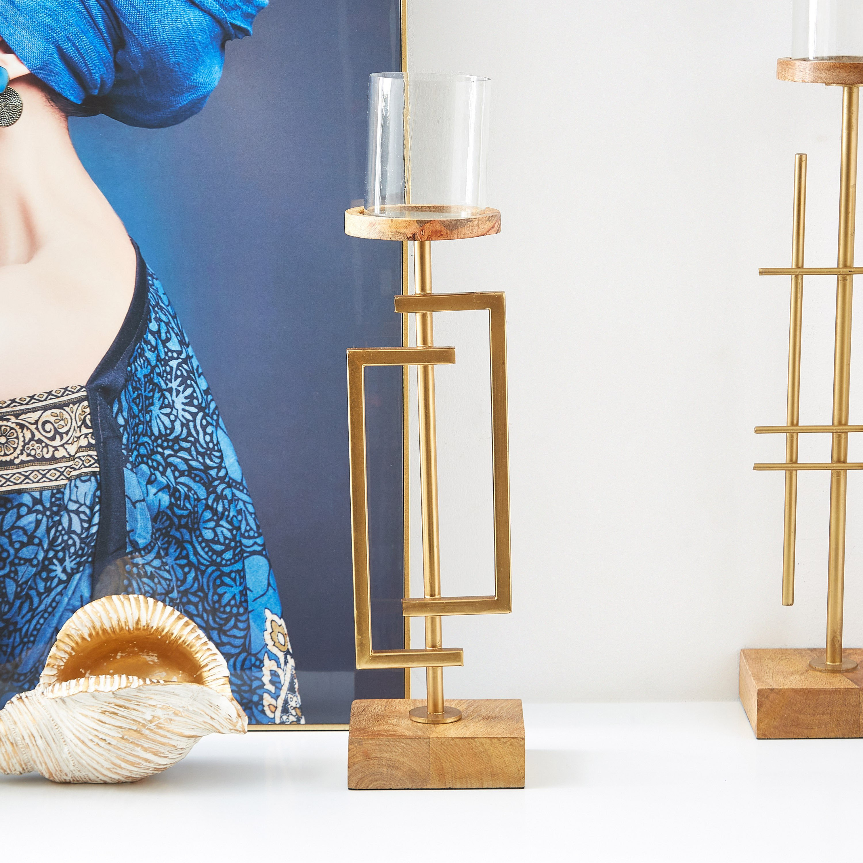 حامل شموع أرضي مربّع معدني من مياكي - 13x11x50 سم-hbxlivingroom-decorandaccessories-candleholders-image-1