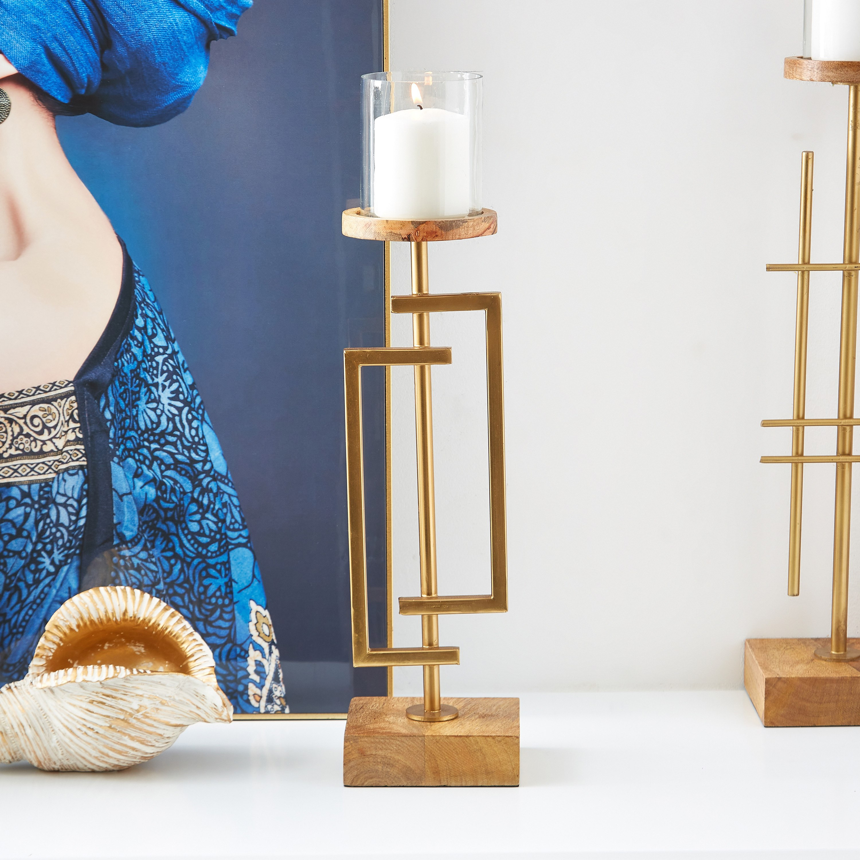 حامل شموع أرضي مربّع معدني من مياكي - 13x11x50 سم-hbxlivingroom-decorandaccessories-candleholders-image-2