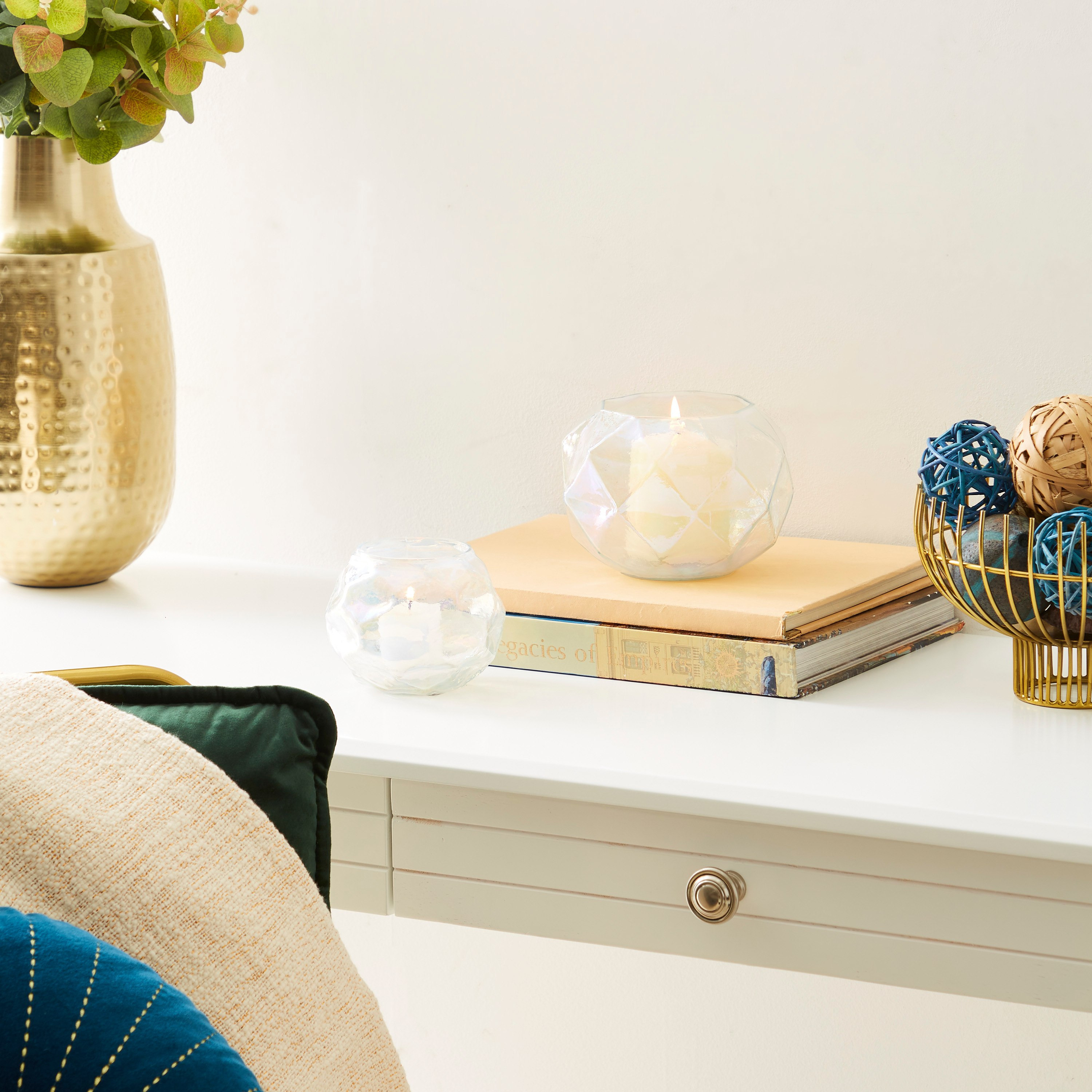 حامل شموع زجاجي لؤلؤي من مياكي - 10x10x8 سم-hbxlivingroom-decorandaccessories-candleholders-image-4