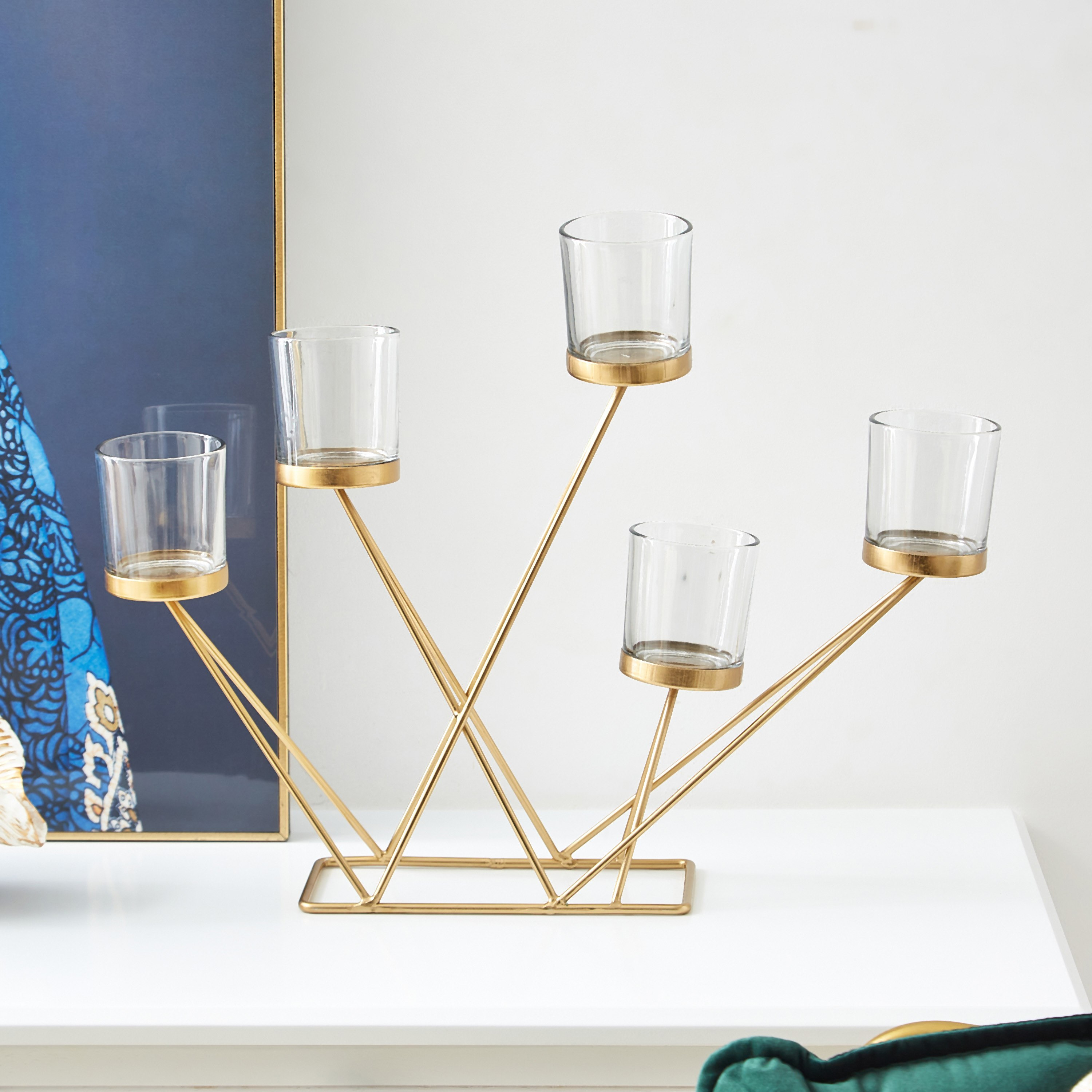 حامل شموع معدني نايكي من مياكي - 48x12x38 سم-hbxlivingroom-decorandaccessories-candleholders-image-1