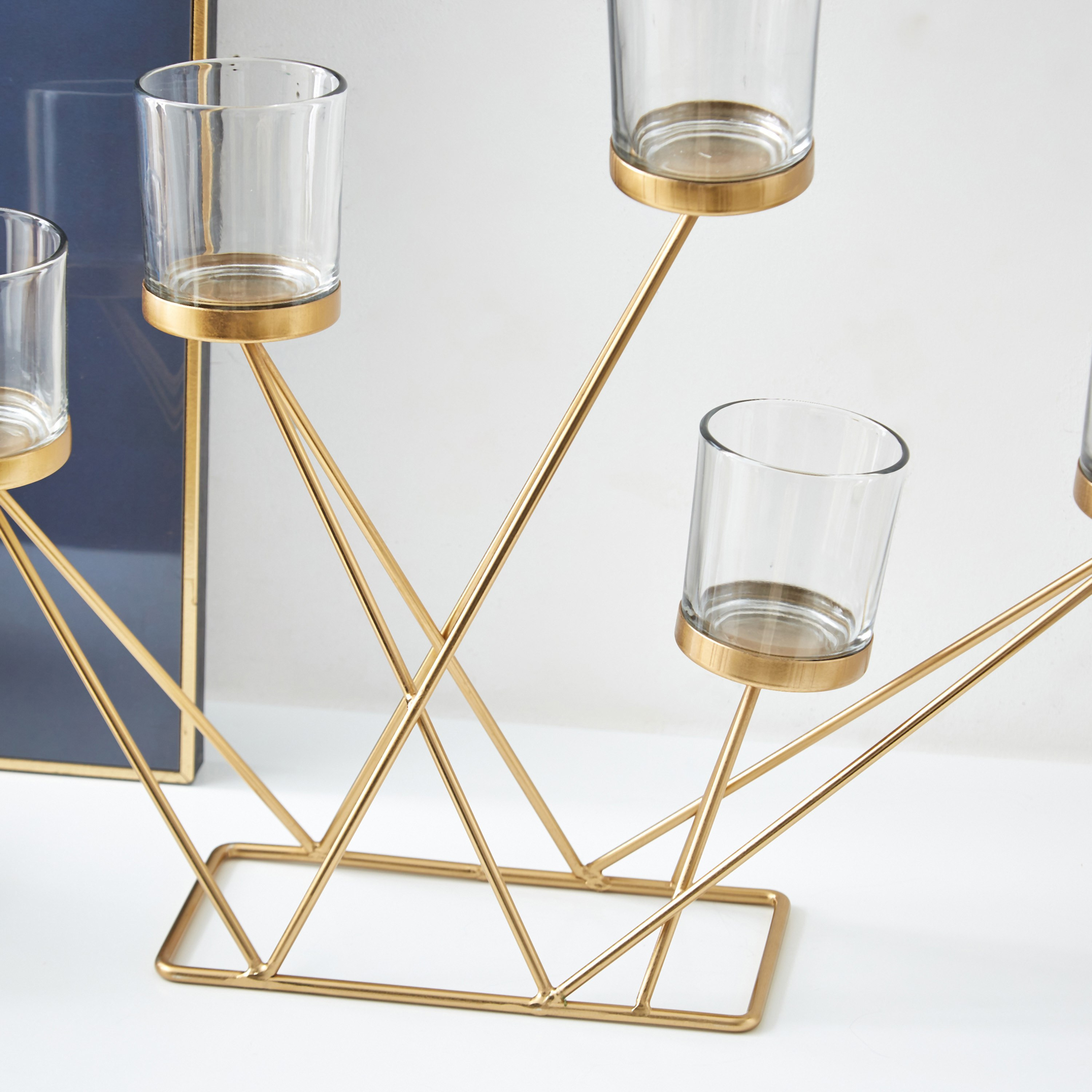 حامل شموع معدني نايكي من مياكي - 48x12x38 سم-hbxlivingroom-decorandaccessories-candleholders-image-3