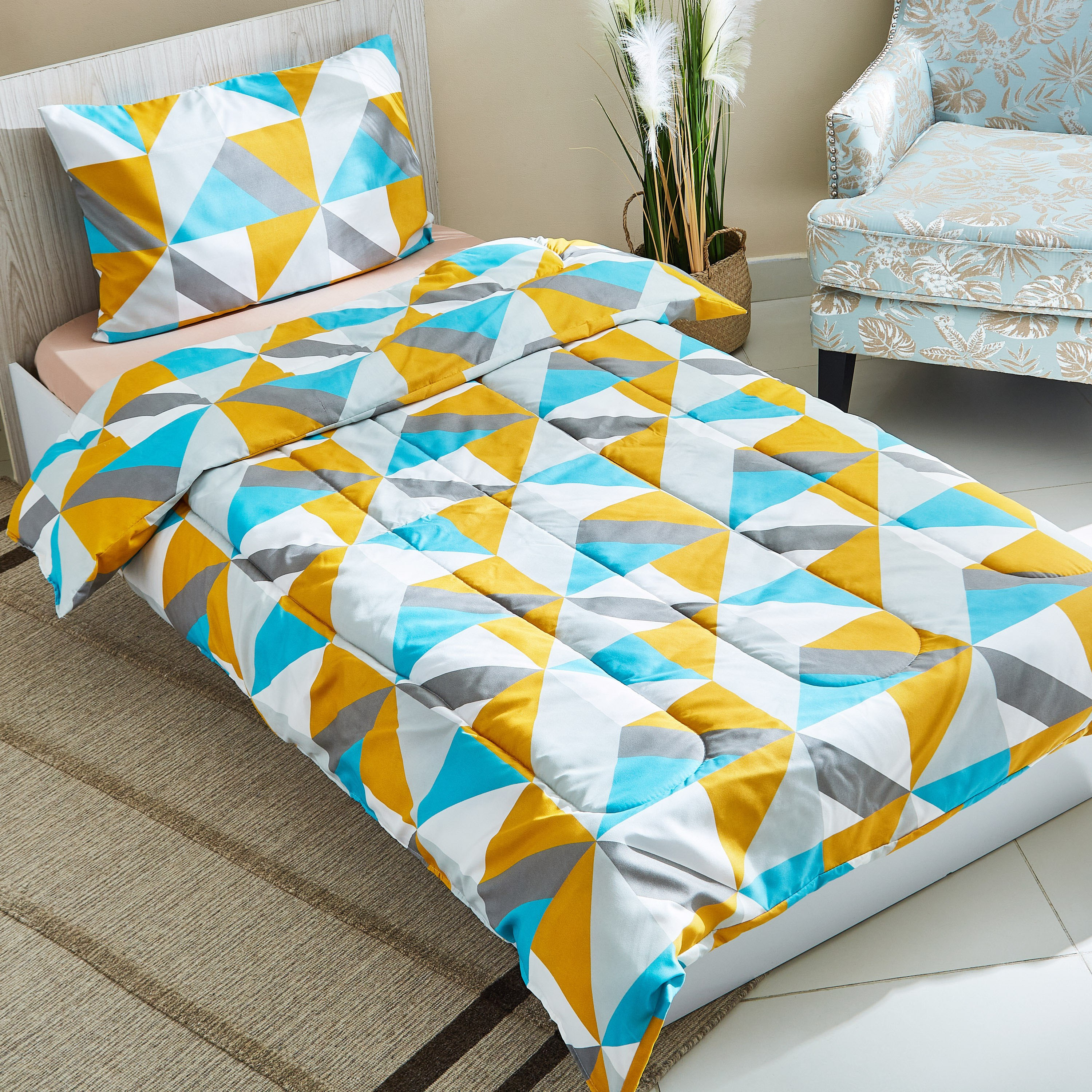 طقم لحاف كينج ألياف دقيقة بطبعات قطعتين من أتلانتا جايد - 150x220 سم-hbxhomeware-hbxdecorandfurnishings-image-2