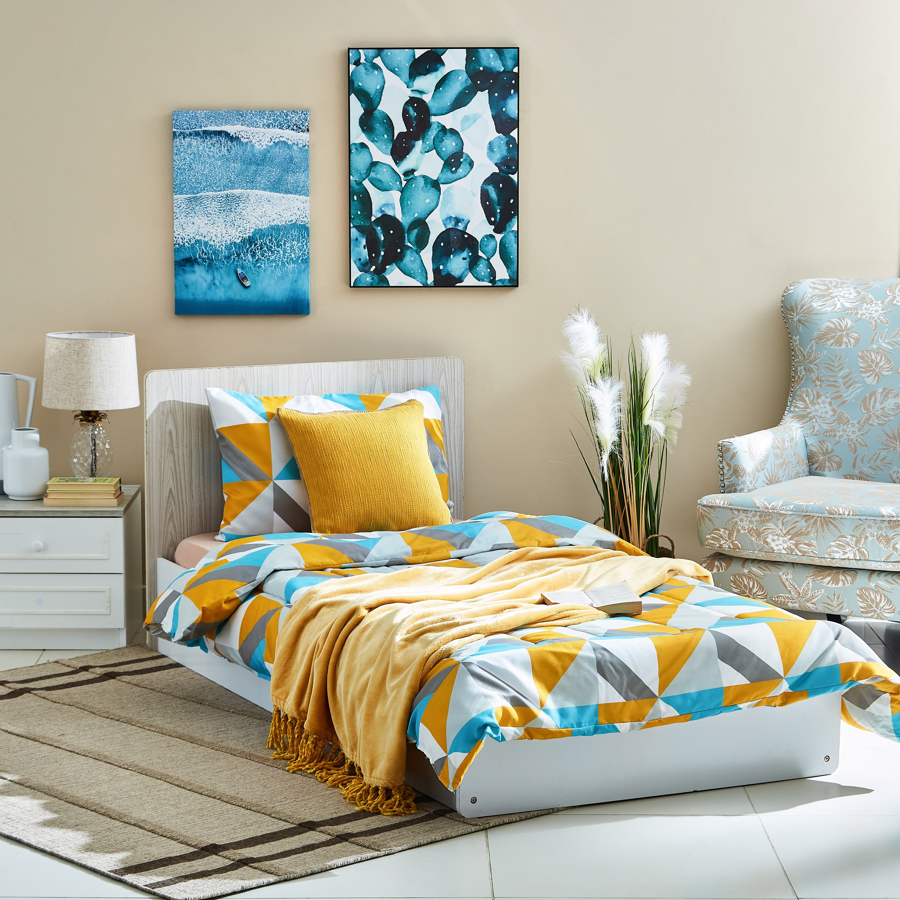 طقم لحاف كينج ألياف دقيقة بطبعات قطعتين من أتلانتا جايد - 150x220 سم-hbxhomeware-hbxdecorandfurnishings-image-5
