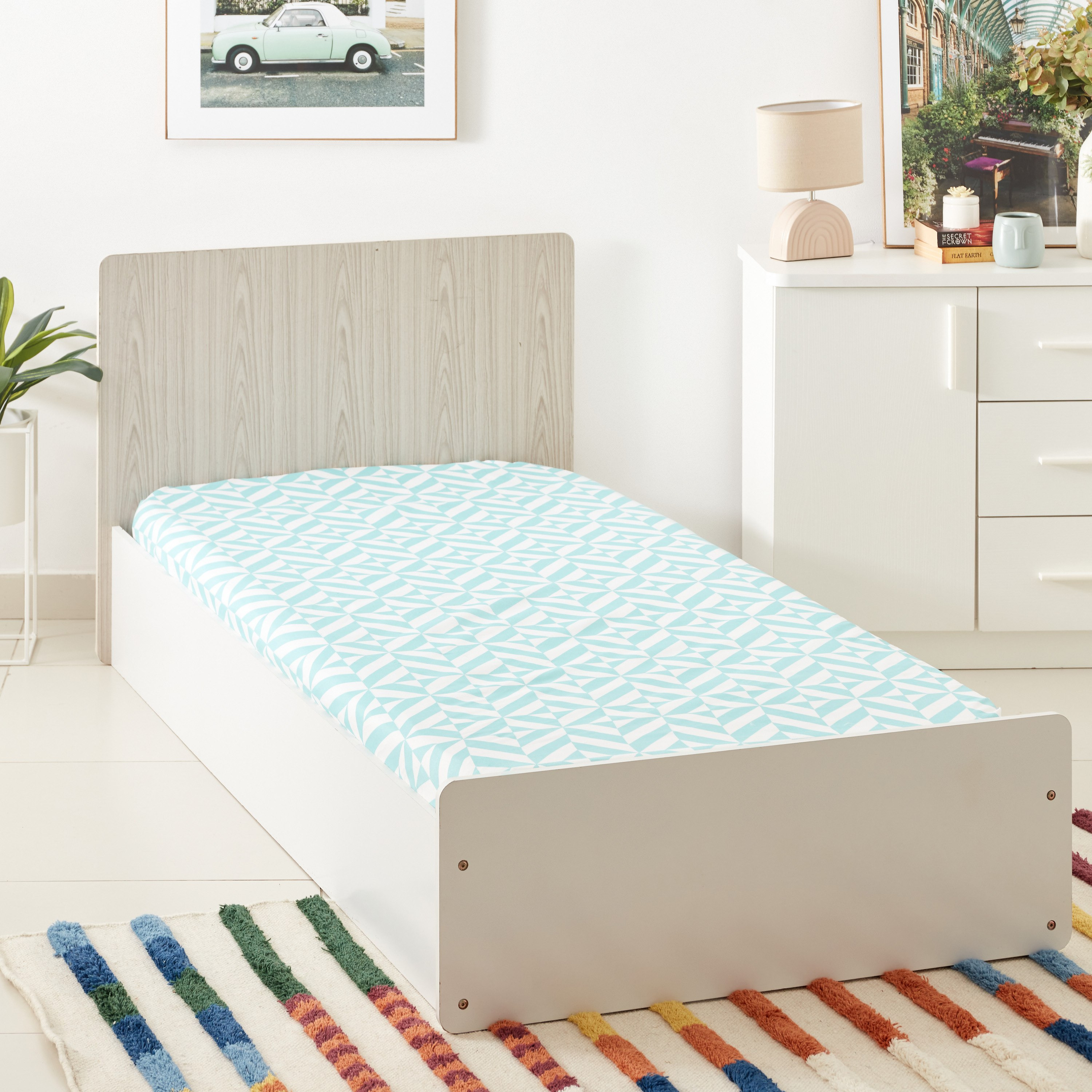 شرشف مطاطي فردي بألياف ميكروفايبر وطبعات من أتلانتا جايد - 90 × 200 + 25 سم-hbxhomeware-bedding-fittedsheets-image-1