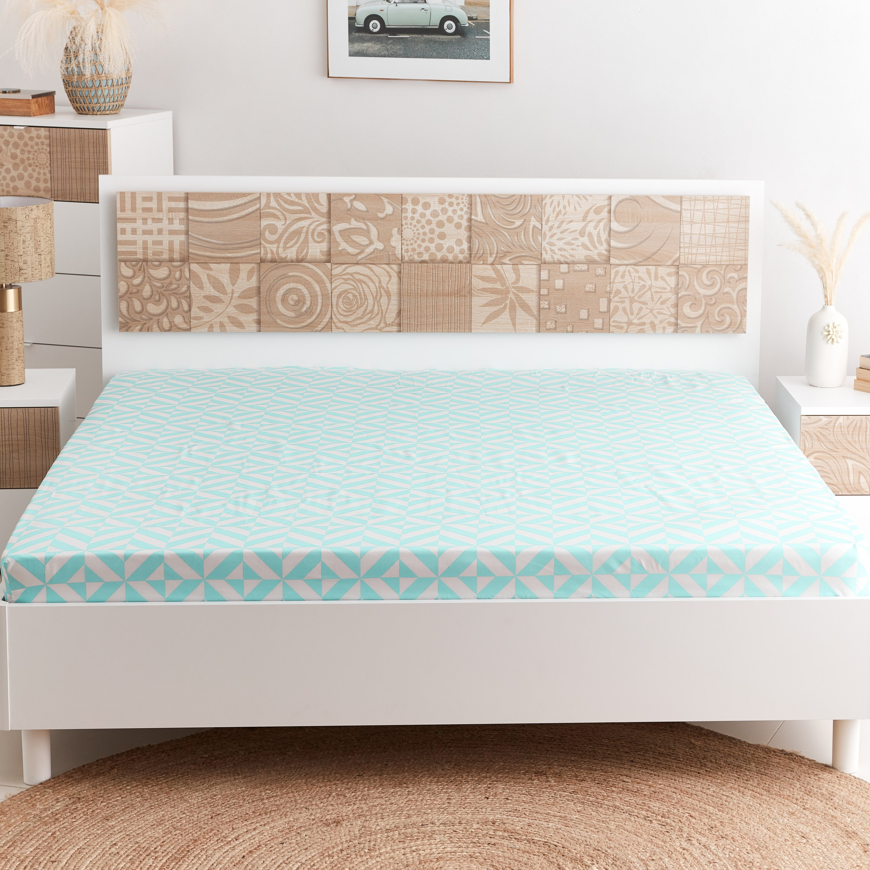 شرشف مطاطي كينج بألياف ميكروفايبر وطبعات من أتلانتا جايد - 180x200+25 سم-hbxhomeware-hbxbedroom-image-2
