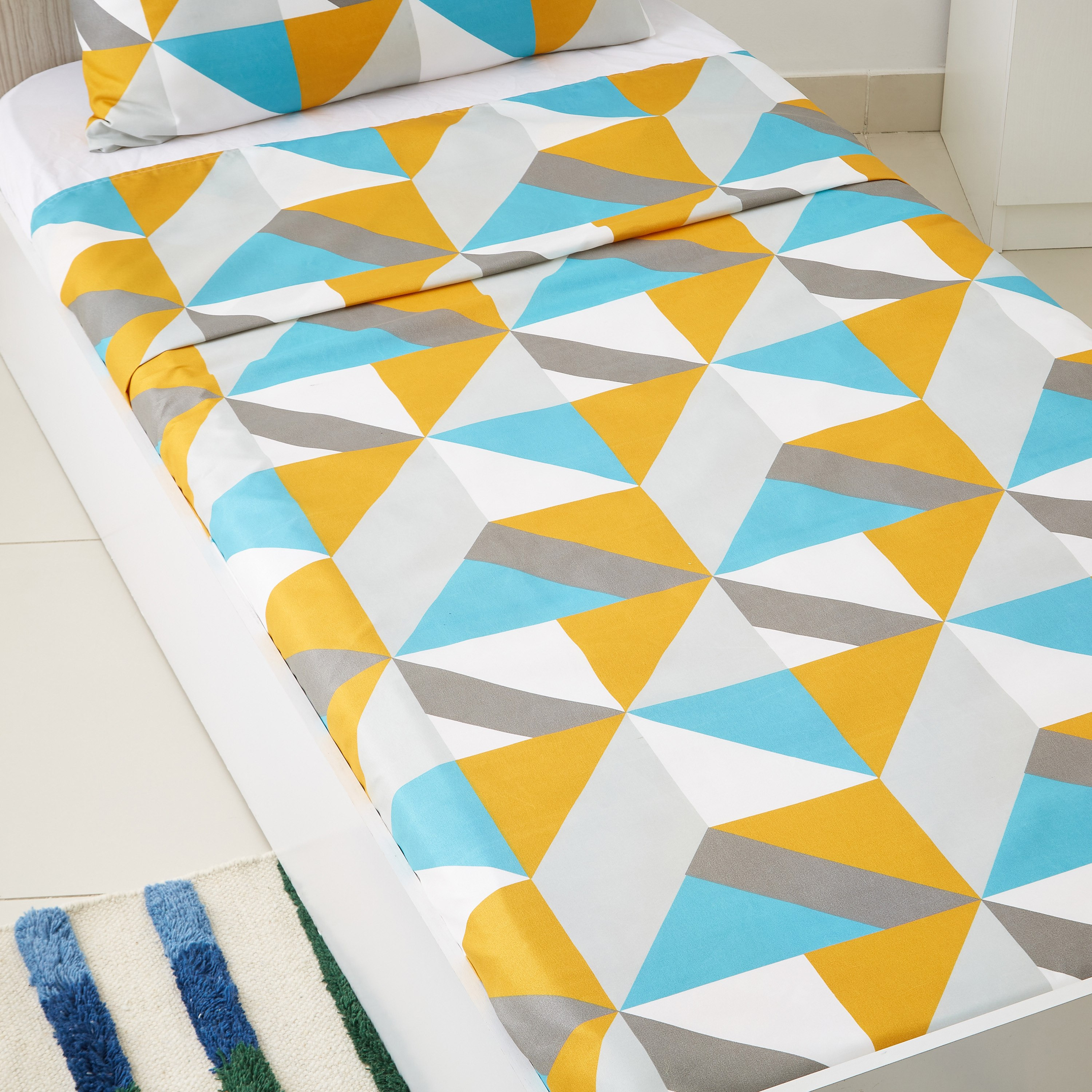 طقم شرشف مسطح فردي مايكروفايبر بطبعات قطعتين من أتلانتا جايد - 150x260 سم-hbxhomeware-hbxbedroom-image-2