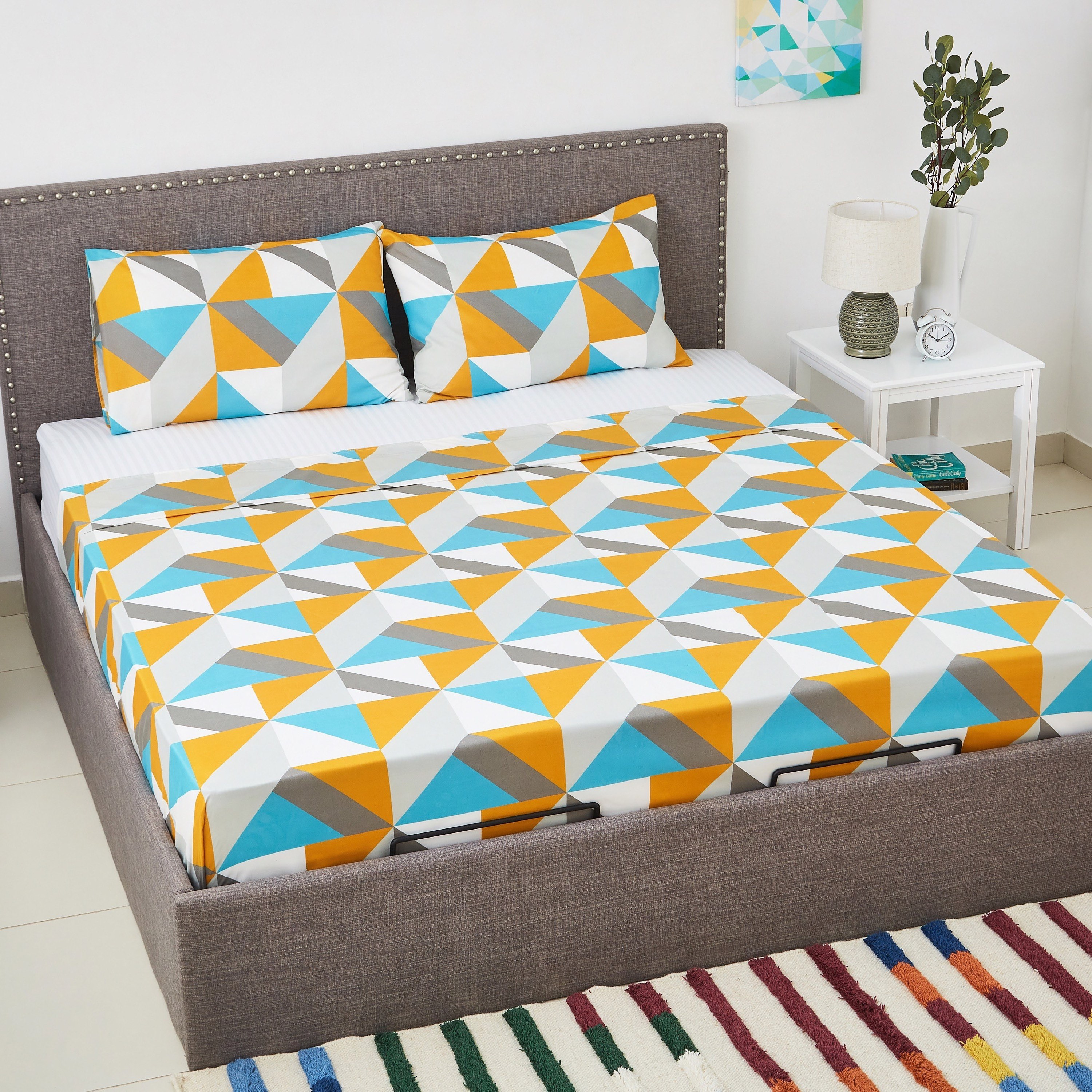 طقم شرشف مسطح كينج 3 قطع بطبعات من أتلانتا جايد - 240×260 سم-hbxhomeware-hbxbedroom-image-1