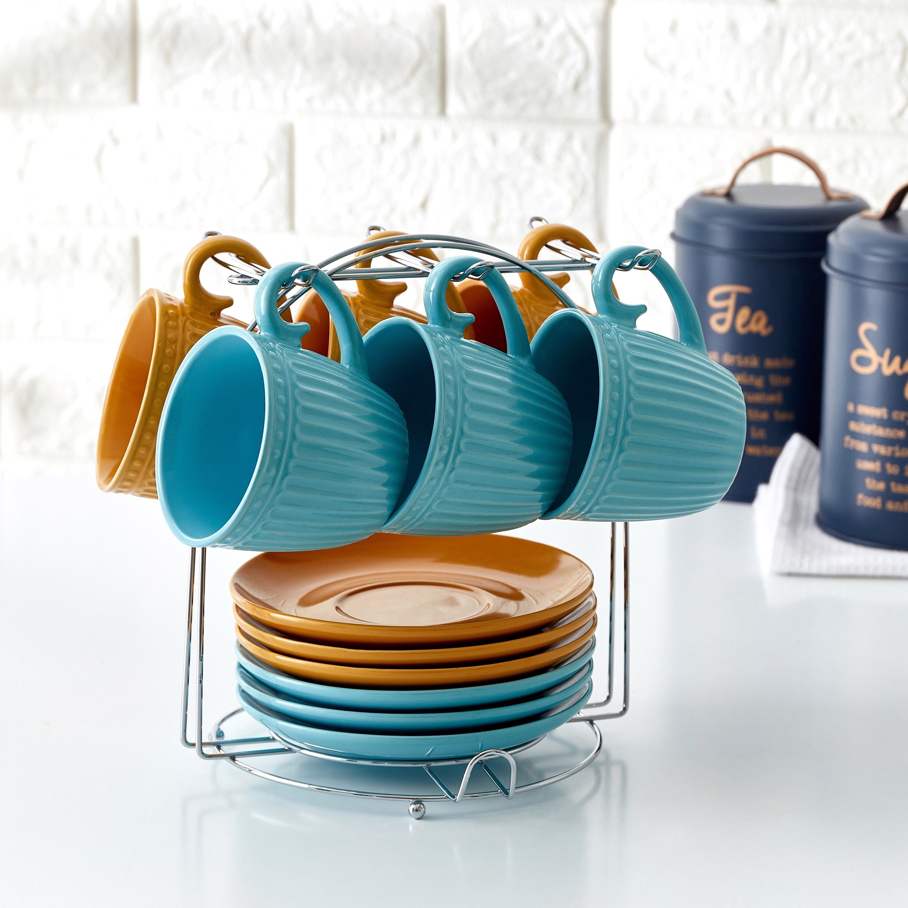 Stoneware 13-Piece Tea Set - 220 ml-hbxhomeware-diningandtabletop-coffeeandteasets-image-1