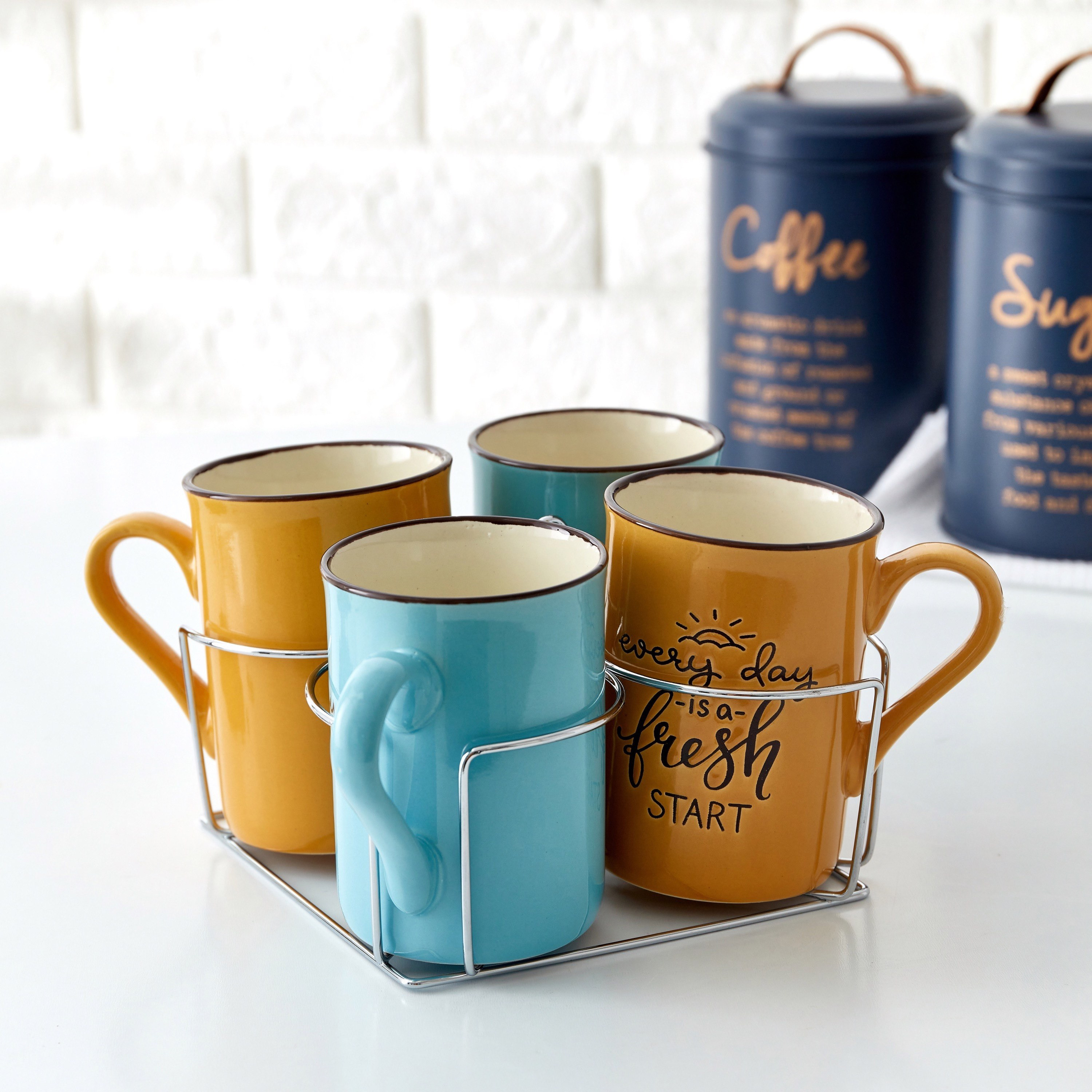 طقم مجّات خزفيّة من 5 قطع-hbxhomeware-diningandtabletop-coffeeandteasets-image-1